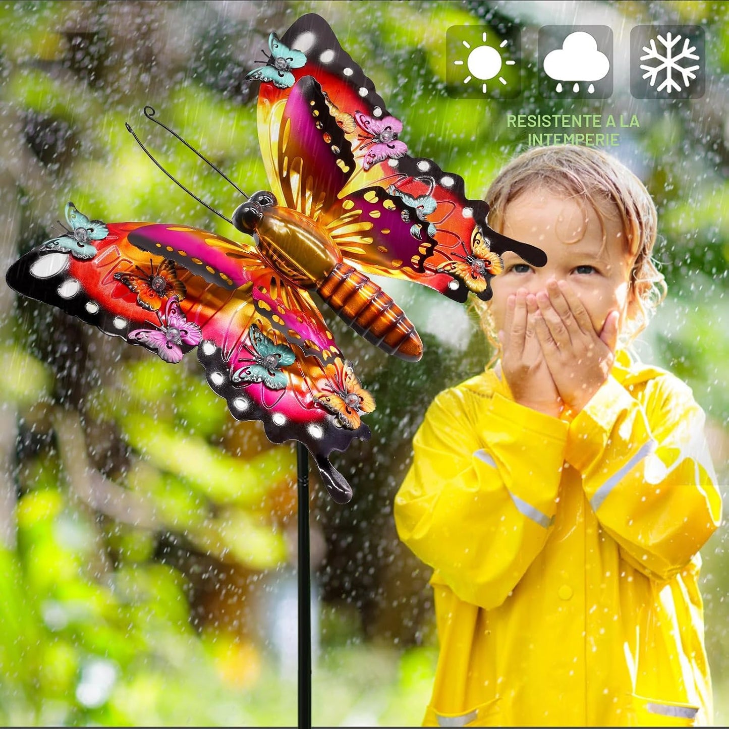 Luces solares de mariposa para exteriores, grandes luces de metal p...