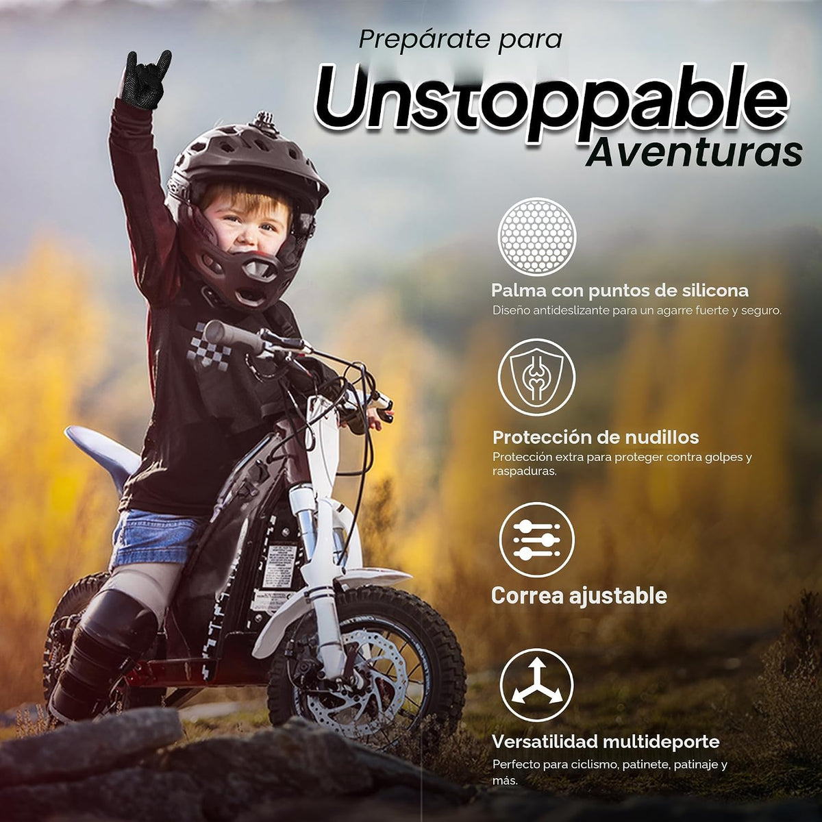 SAGA SPORTS Guantes de Motocross para Jóvenes \u2013 Protección de...
