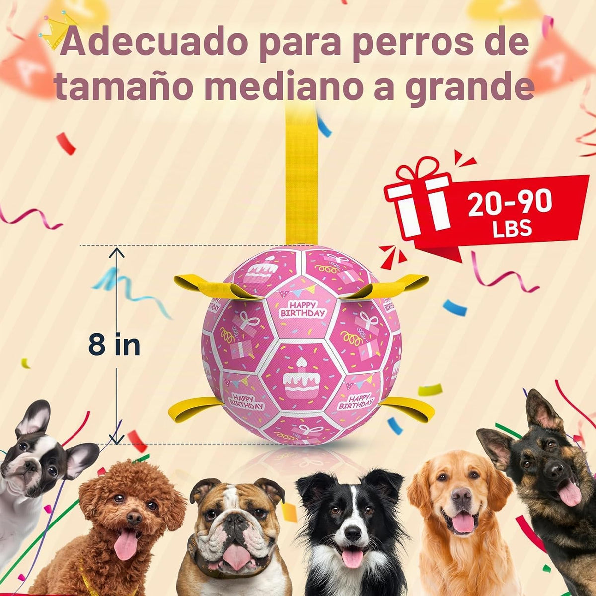 QDAN Juguetes de cumpleaños para perros, juguetes para perros con s...