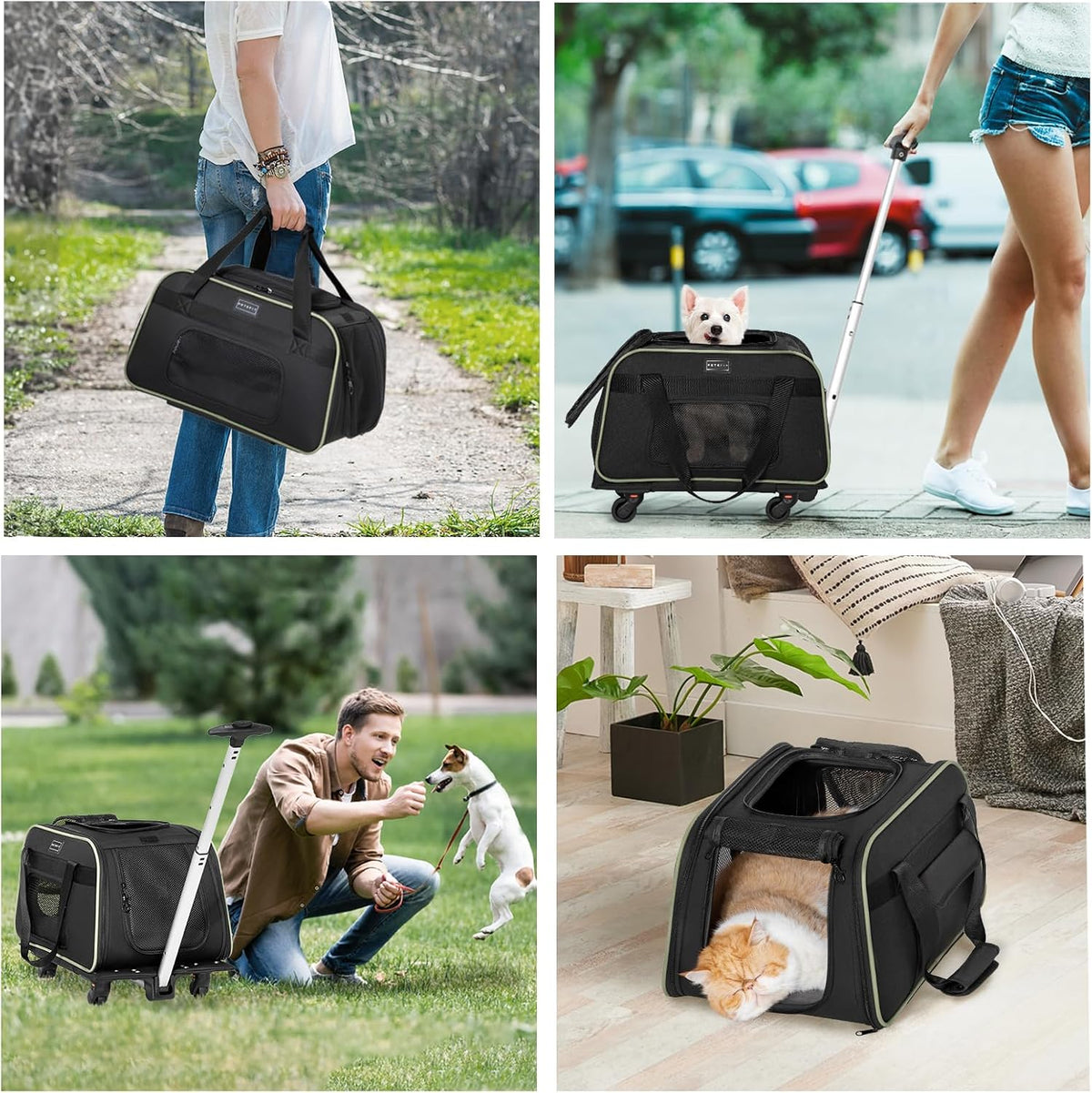 Transportín Petsfit para gatos con ruedas, aprobado por aerolíneas,...
