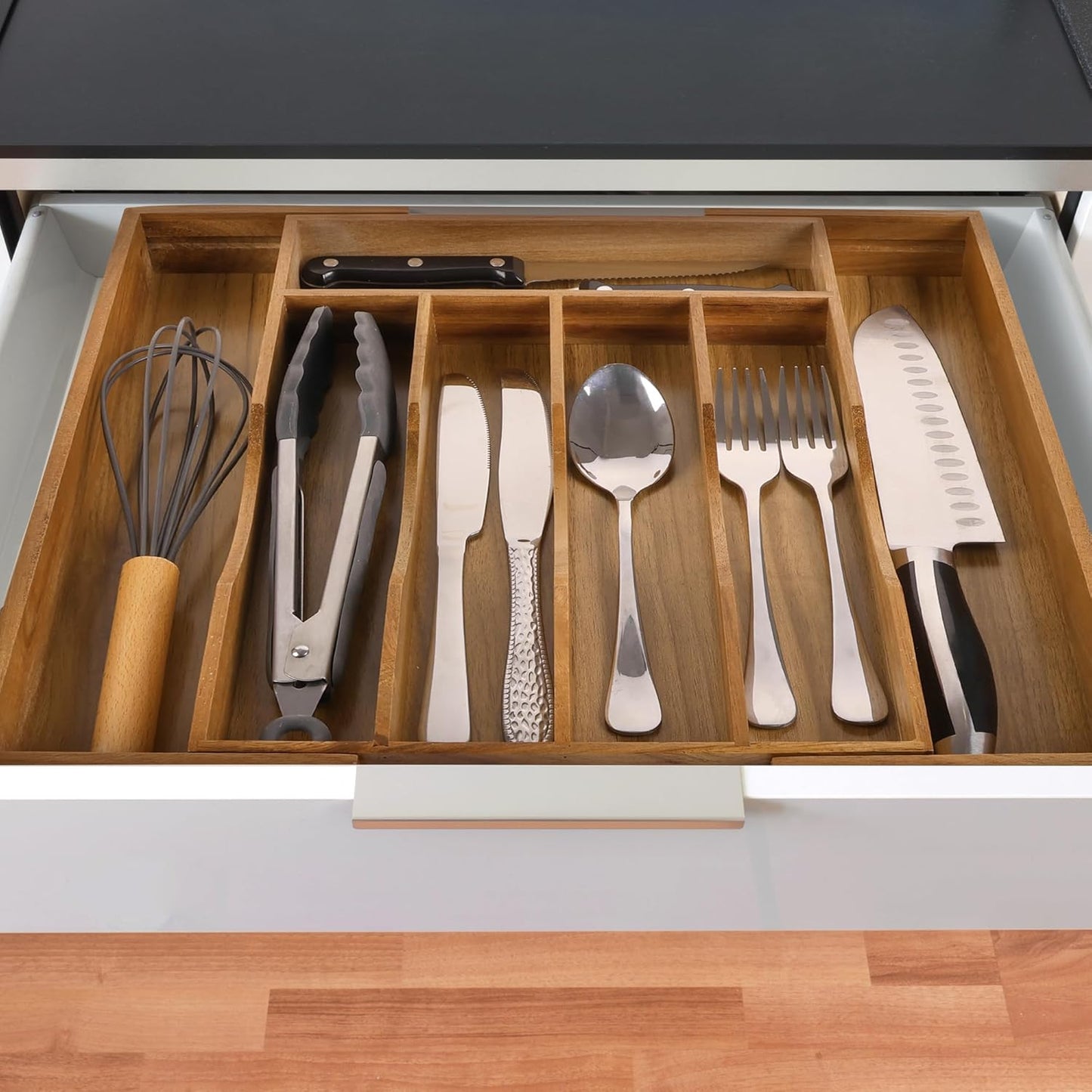 Oridom - Organizador de cajones extensible de acacia para cubiertos...
