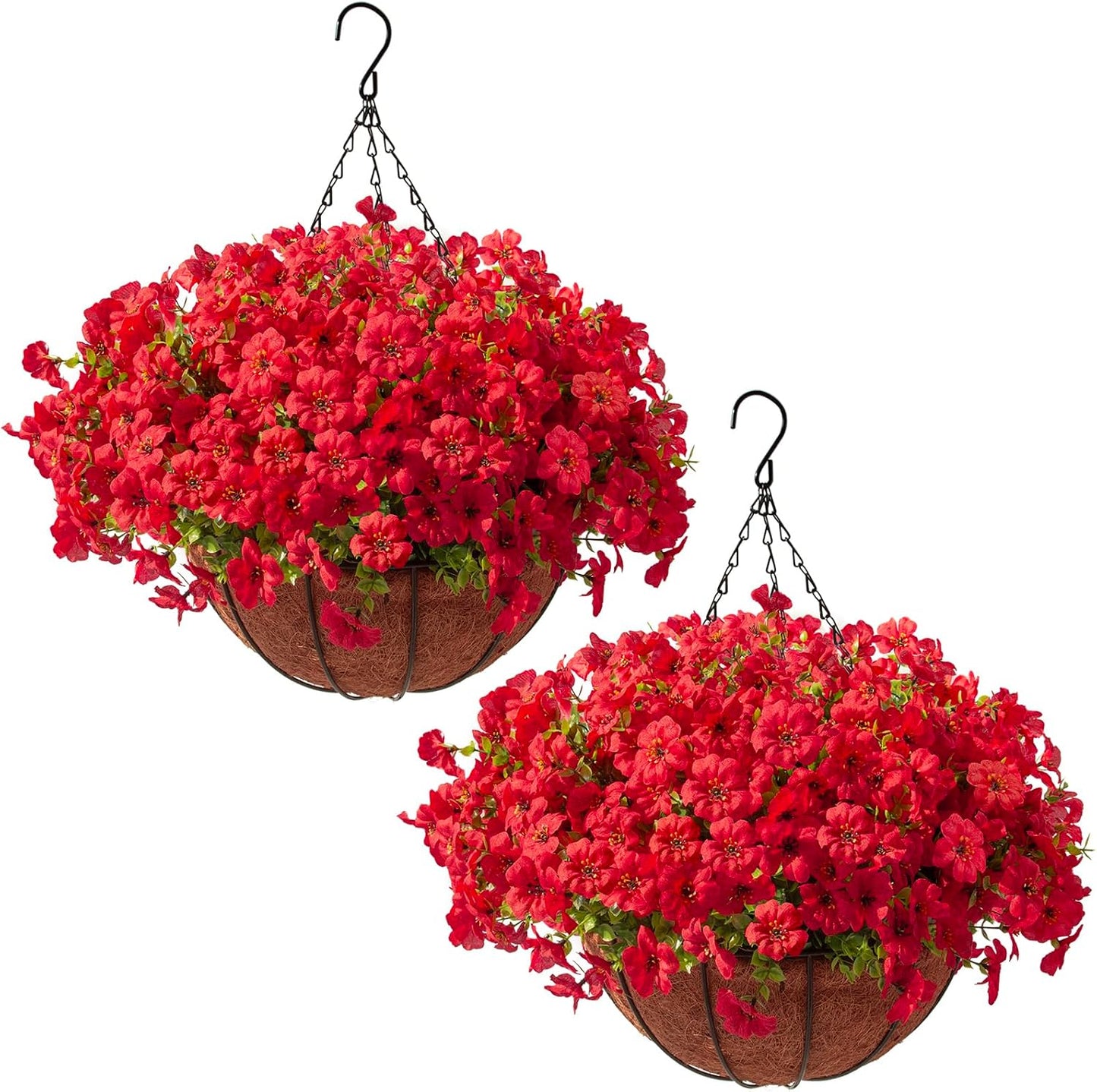 Hananona 24 flores artísticas para exteriores con cestas colgantes,...