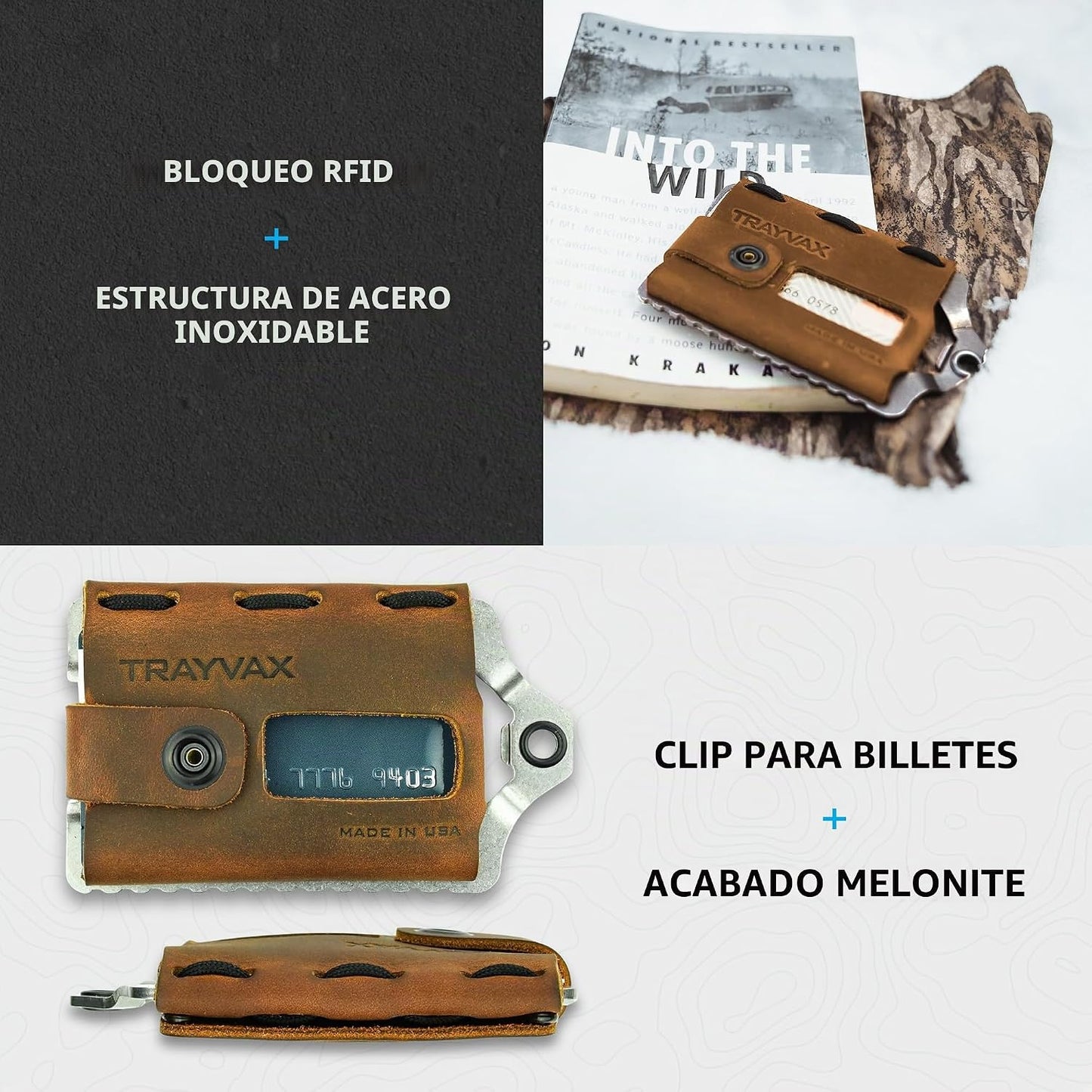 Trayvax Element Wallet, RFID bolsillo frontal para tarjetas de créd...