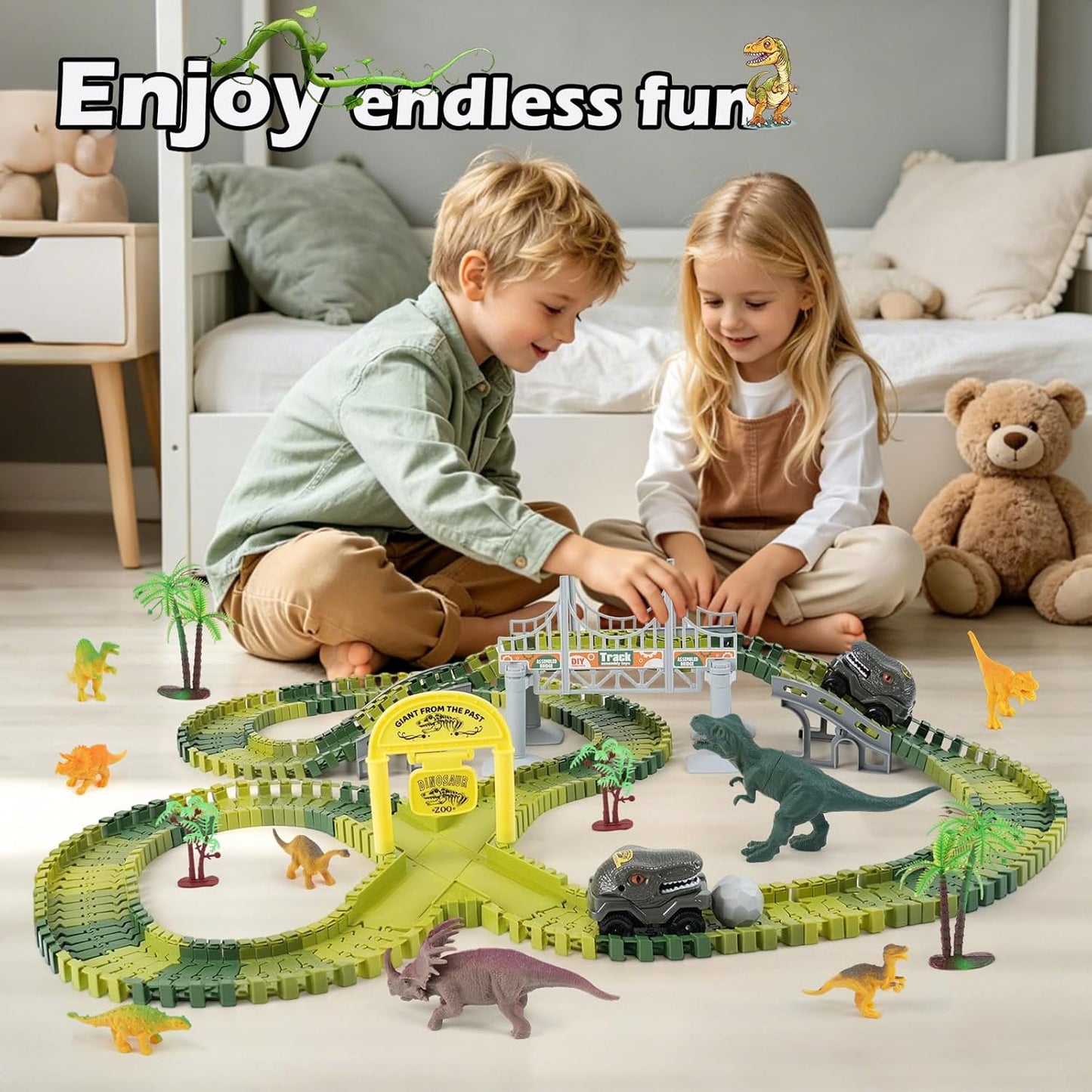 TGJH Juguetes de carreras de dinosaurios para niños, regalos de cum...