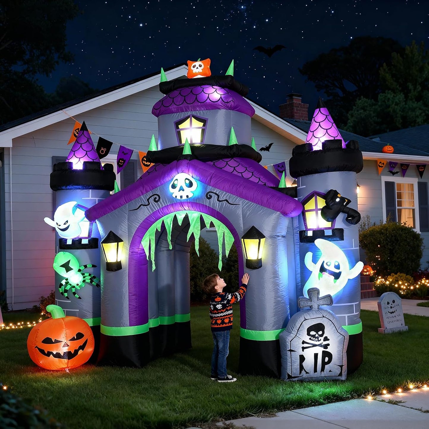 ZPISF Inflables de Halloween gigantes de 12.5 pies, castillo encant...