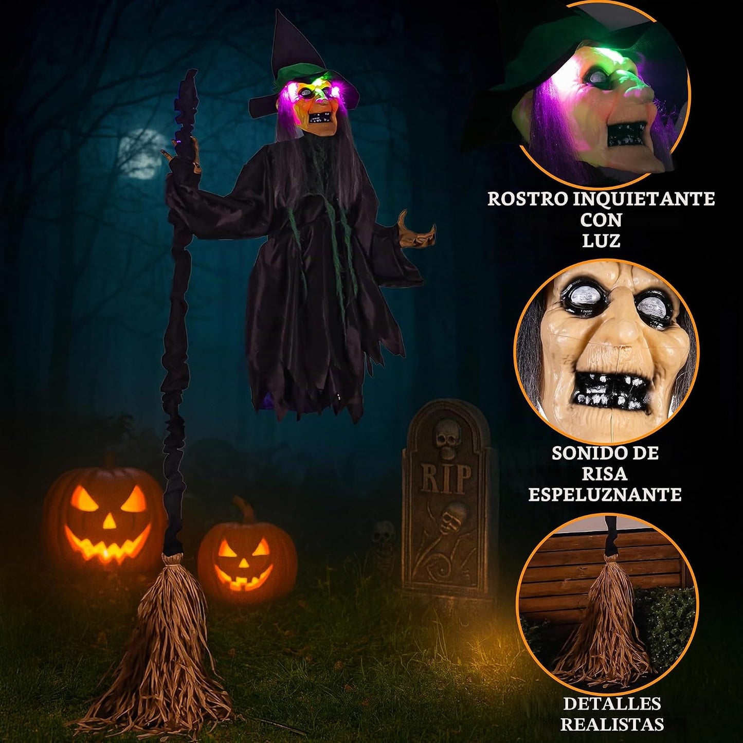 Evergreen Estaca de bruja voladora para decoración de Halloween al...