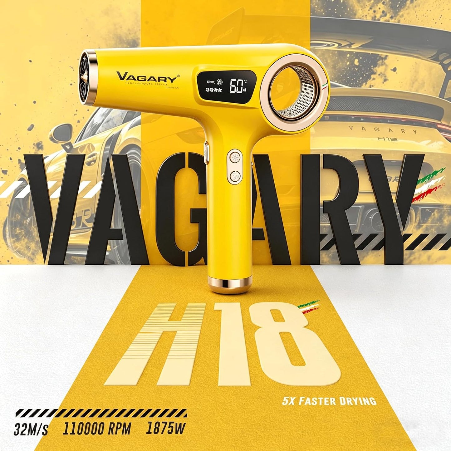 VAGARY Secador de pelo iónico de alta velocidad con difusor, 110000...