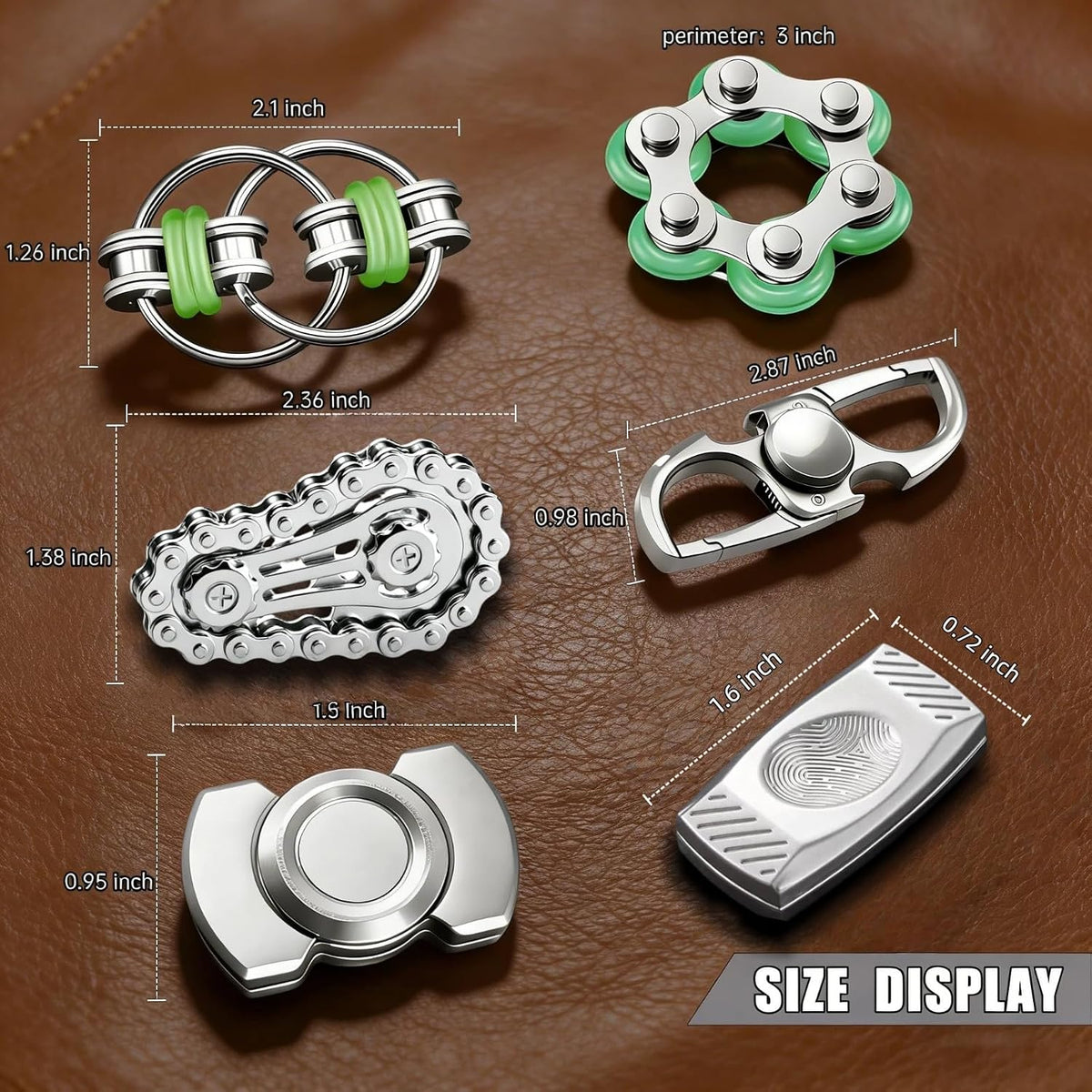 Paquete de 6 juguetes antiestrés EDC de metal plateado, genial jugu...
