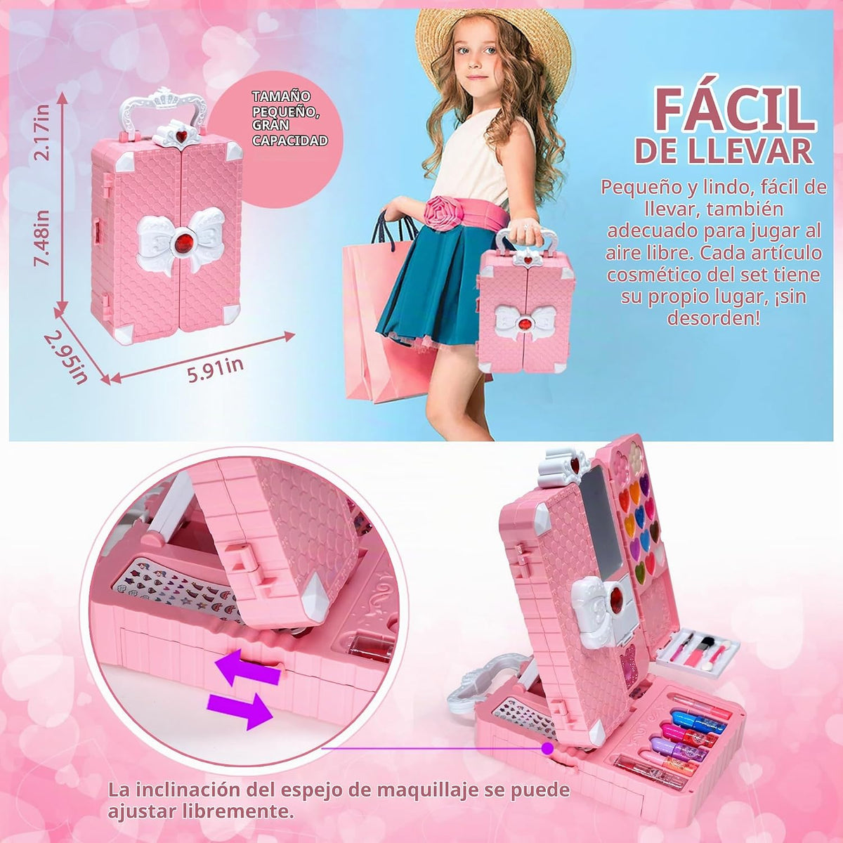 Kit de Maquillaje para Niñas, Juguetes para Niñas - Maquillaje Lava...