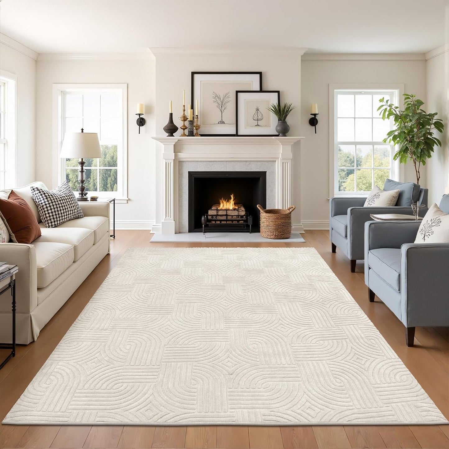 Pauwer Alfombras lavables para sala de estar, de 5 x 7 pies, modern...