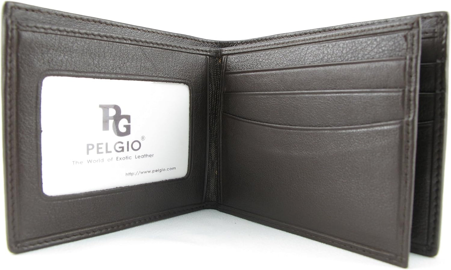 Pelgio Cartera plegable de cuero de piel de Shagreen pulido genuino...