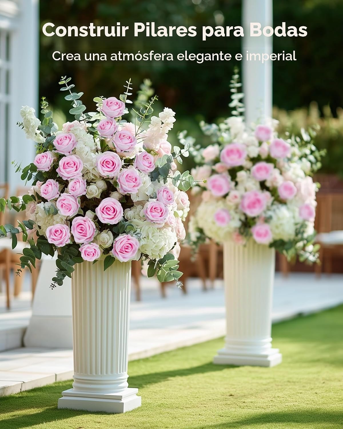 InnoGear 50 unidades de rosas rosa artificiales, flores artificiale...