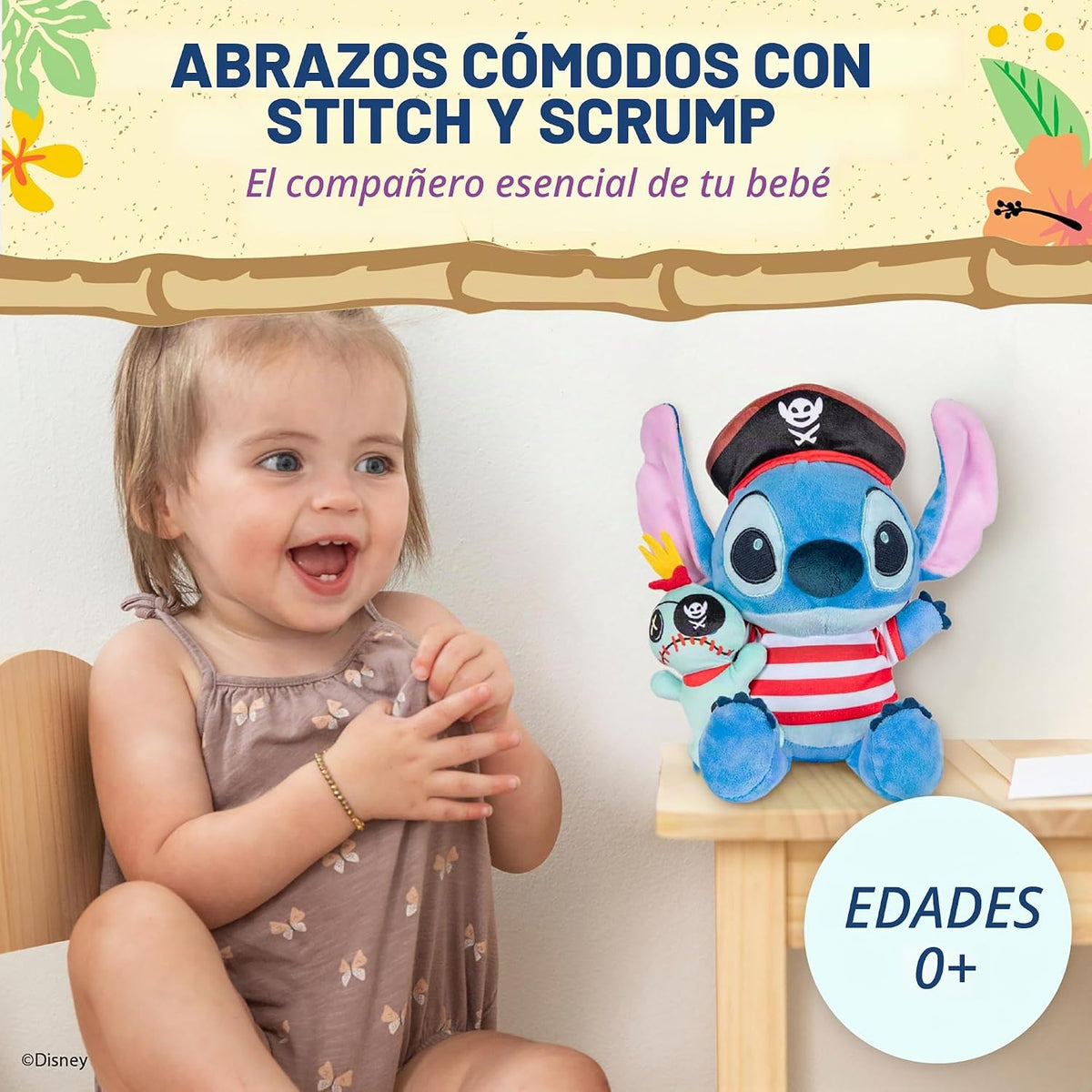 KIDS PREFERRED Muñeco de peluche de bebé pirata de Disney Stitch so...