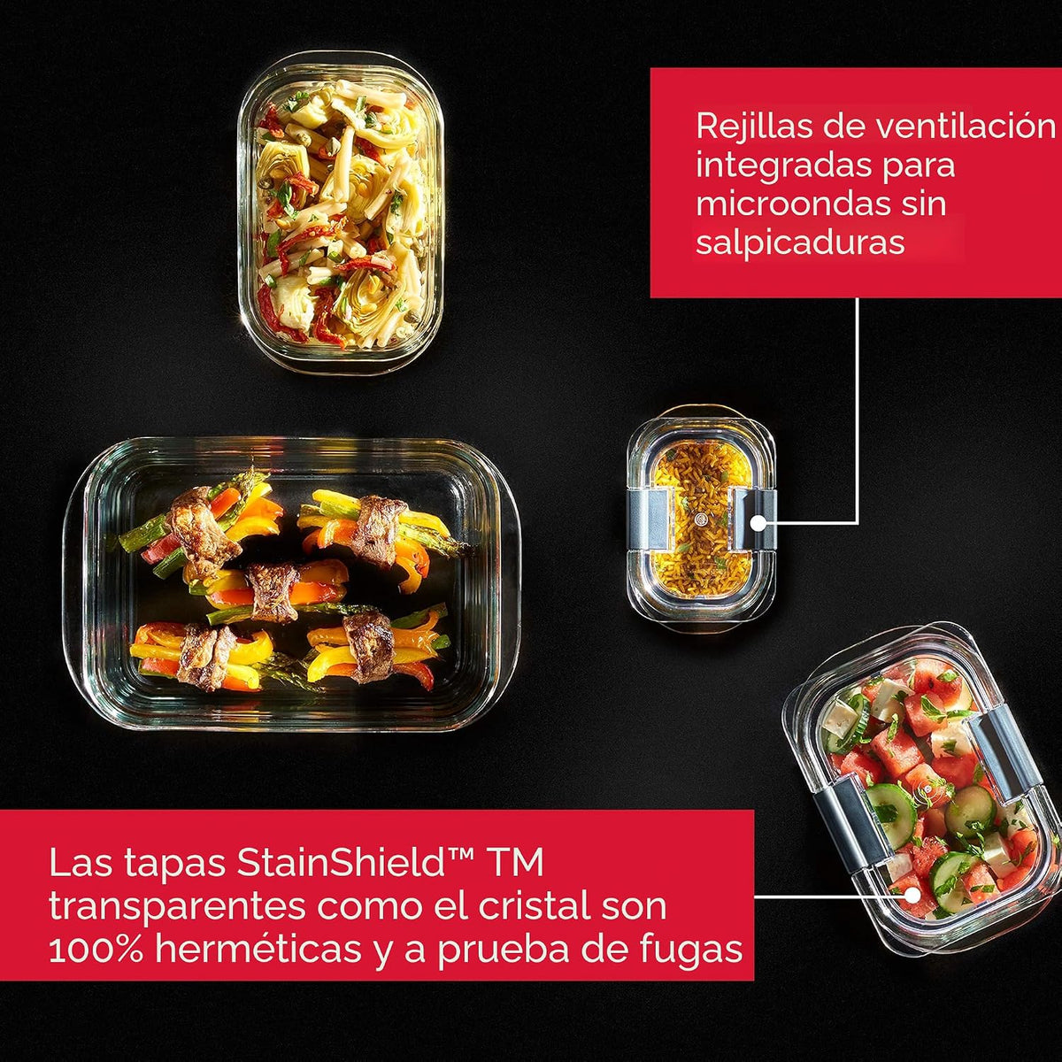 Rubbermaid Brilliance - Juego de 4 contenedores de vidrio para alma...