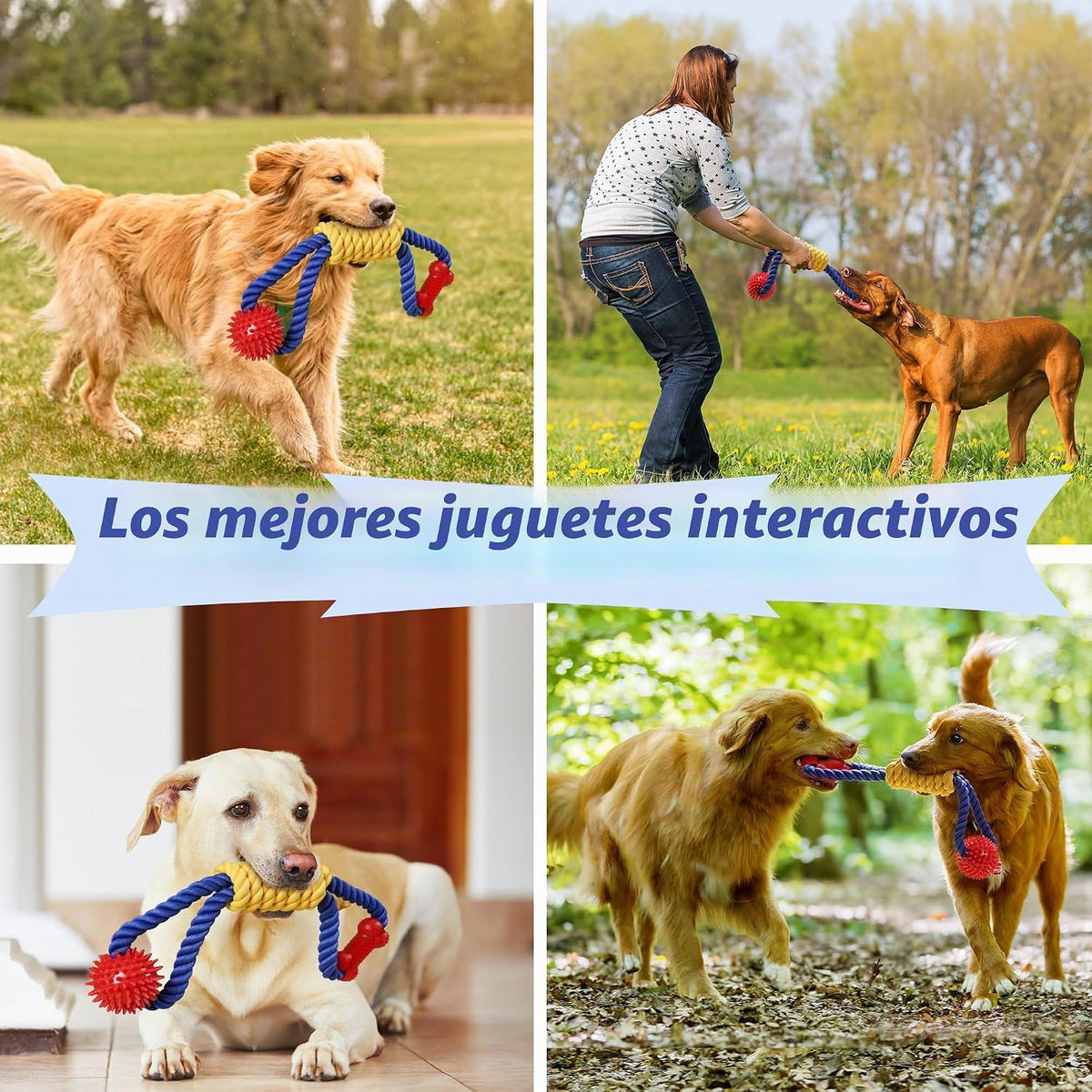 Aitmexcn Juguetes interactivos de cuerda para perros, juegos de tir...