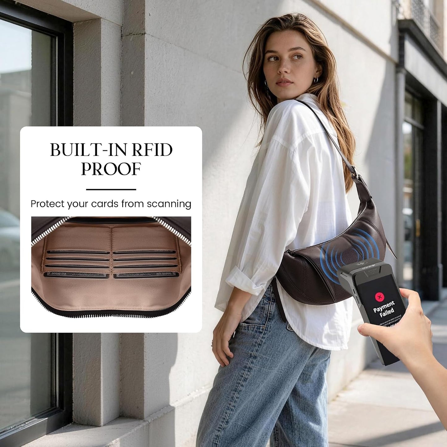 befen Bolsos cruzados de cuero genuino para mujer con bloqueo Rfid,...