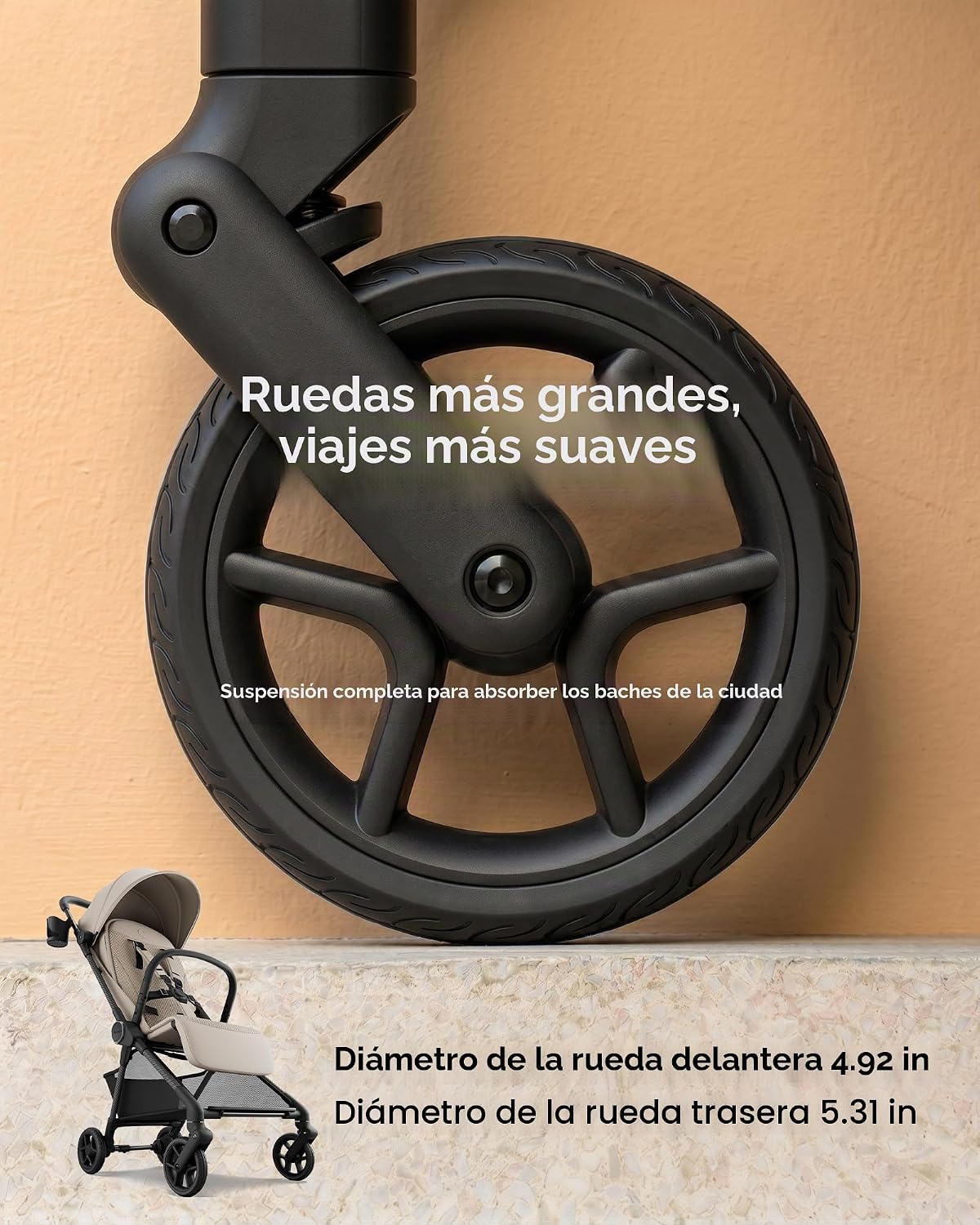 Mompush Nexis - Cochecito de viaje ligero de fibra de carbono, equi...
