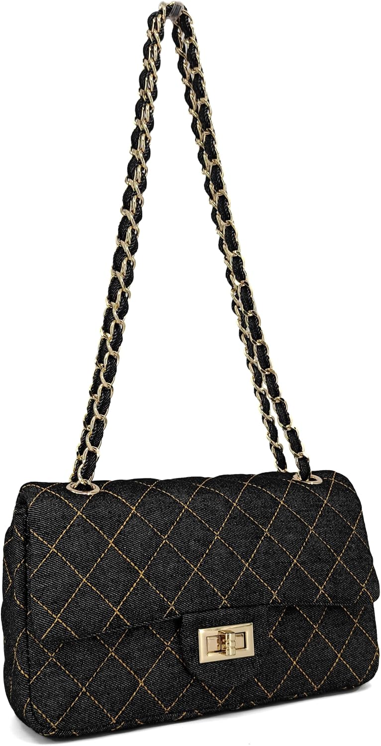 M-ioi-M Bolsos cruzados acolchados de mezclilla para mujer, bolsos...