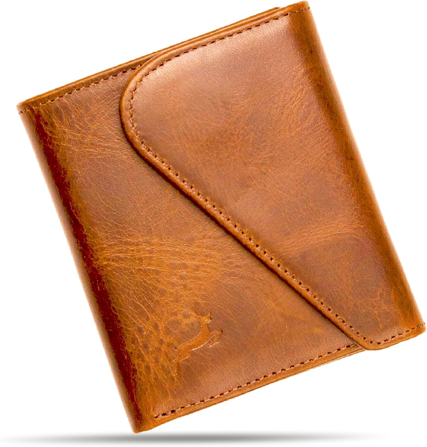 Cartera de cuero de grano completo para hombre, hecha a mano con bl...