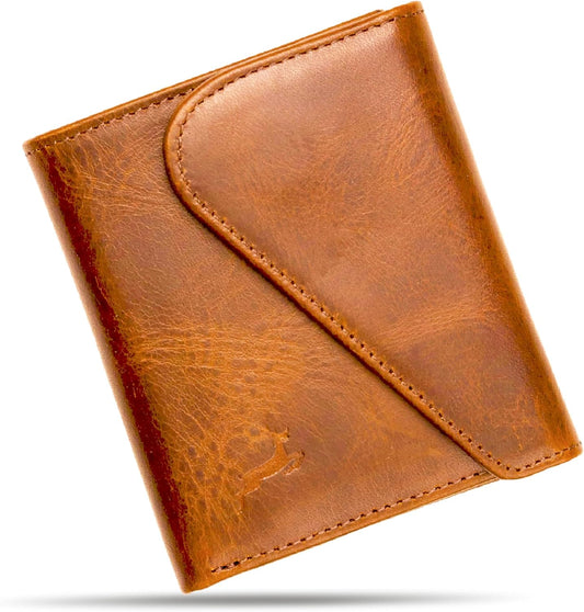 Cartera de cuero de grano completo para hombre, hecha a mano con bl...
