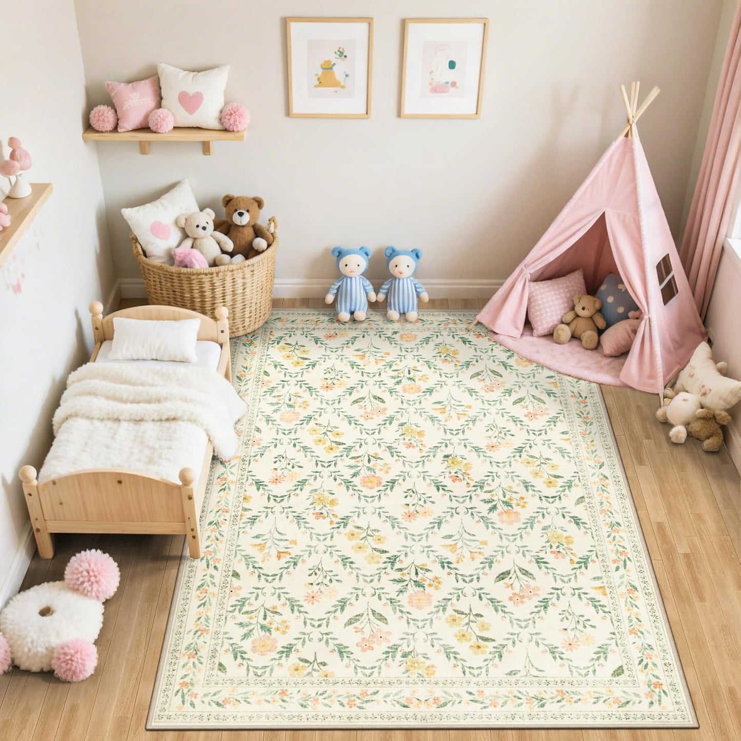 PLHXFR Alfombra de área de 6x9 sala de estar: Alfombra floral lavab...