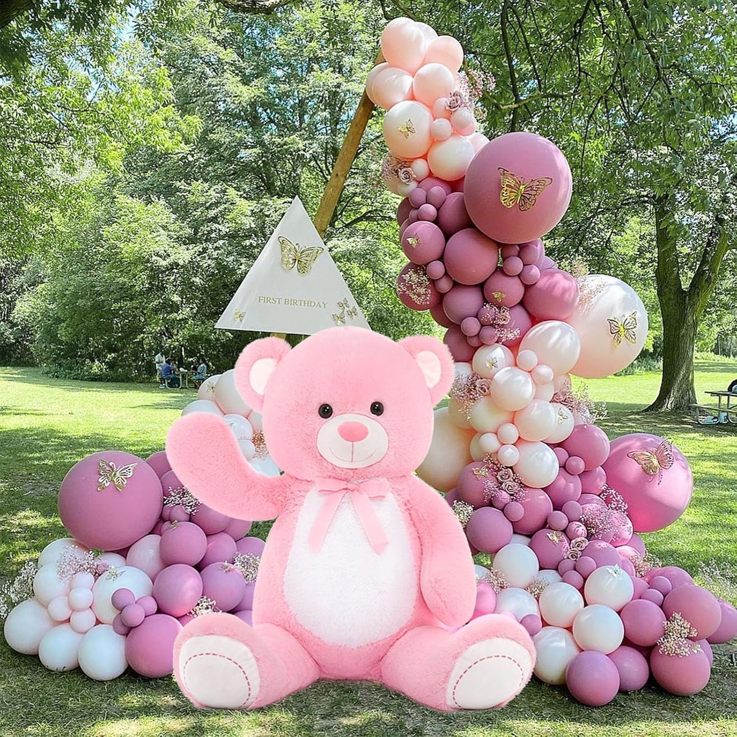 MorisMos Oso de peluche gigante de 4 pies, 51 pulgadas, oso rosa gr...