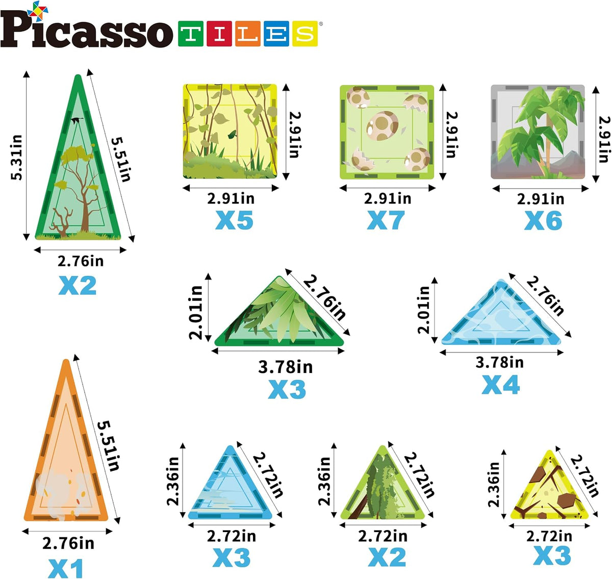 PicassoTiles PTQ28 - Juego de azulejos magnéticos, bloques de const...