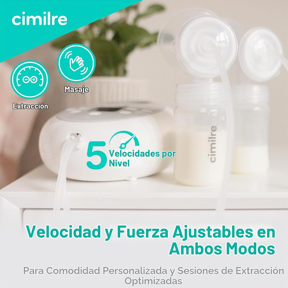Cimilre Extractor de leche eléctrico doble ajustable S6 | Velocidad...