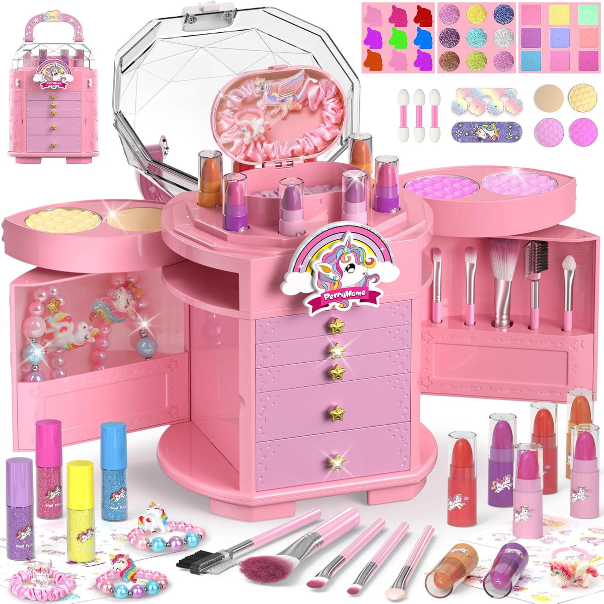 Juego de 63 piezas de maquillaje para niñas, kit de maquillaje cosm...