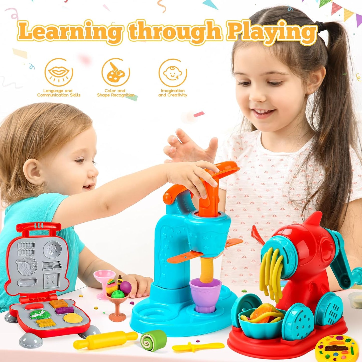 Aprilwolf Juego de 59 piezas de masa 3 en 1 para niños de 3 a 4 a 8...