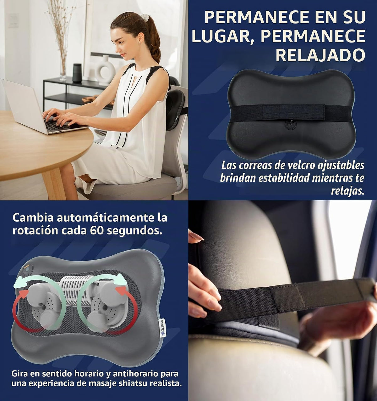 Zyllion ZMA-13RB Masajeador de espalda y cuello con calor para aliv...