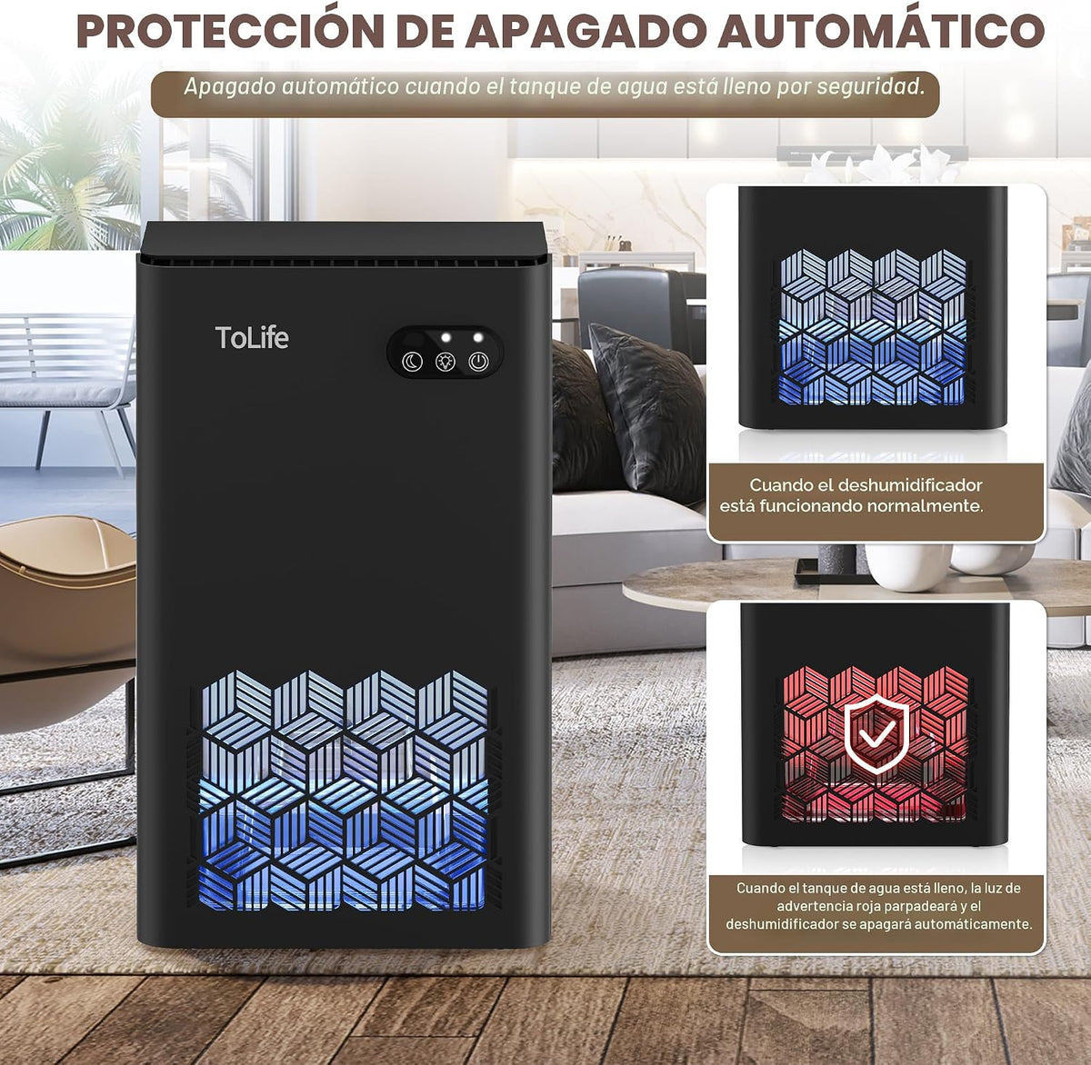 ToLife Deshumidificador, 1000 pies cuadrados tanque de 95 onzas con...