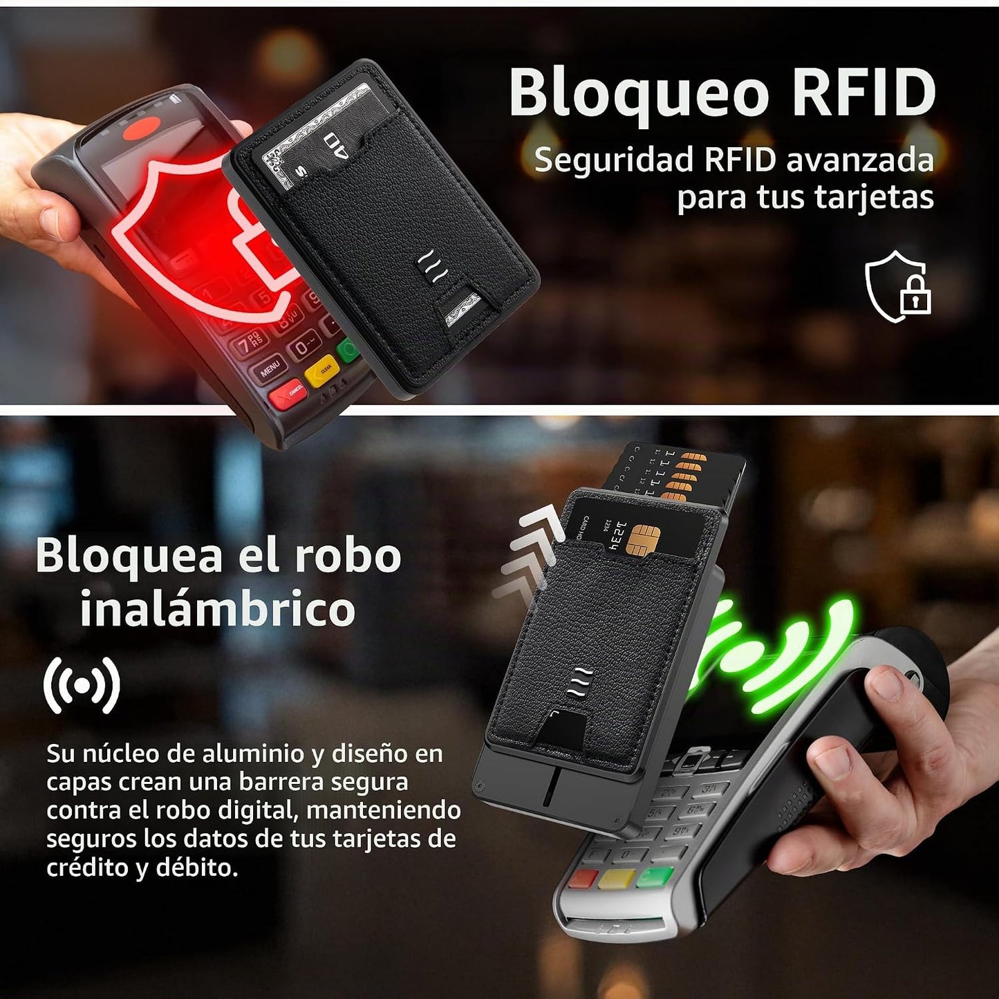 VENICE MIAMI VENICE Cartera con bloqueo RFID, tarjetero minimalista...