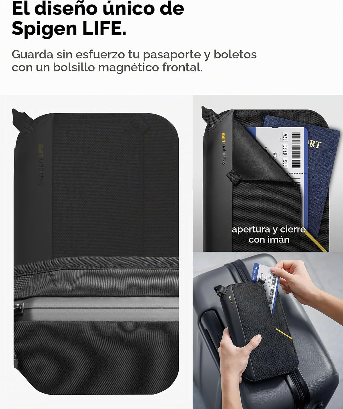 Spigen Life para pasaporte Funda para tarjeta con tecnología de blo...