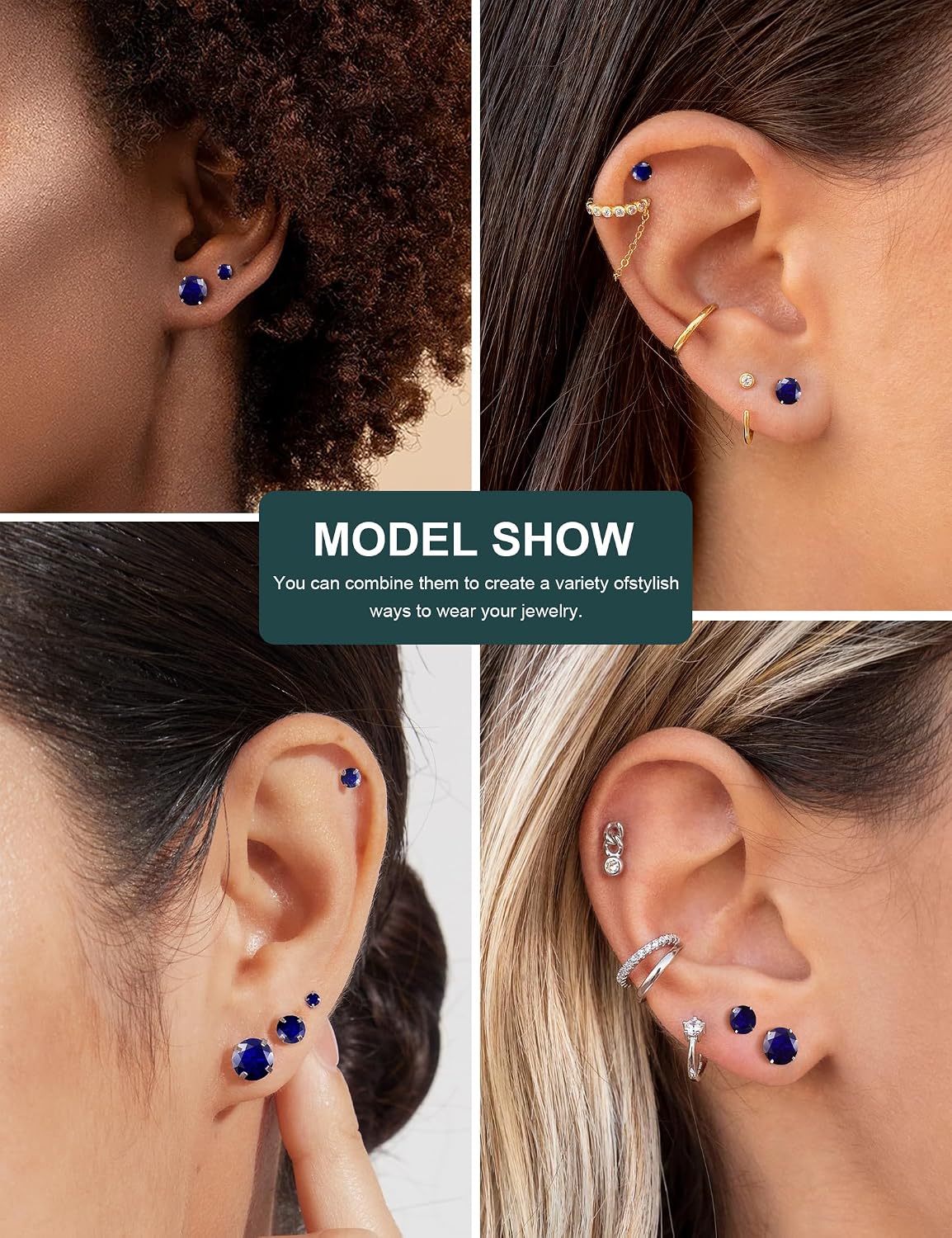 Juego de 6 pares de aretes, aretes hipoalergénicos de circonita cúb...
