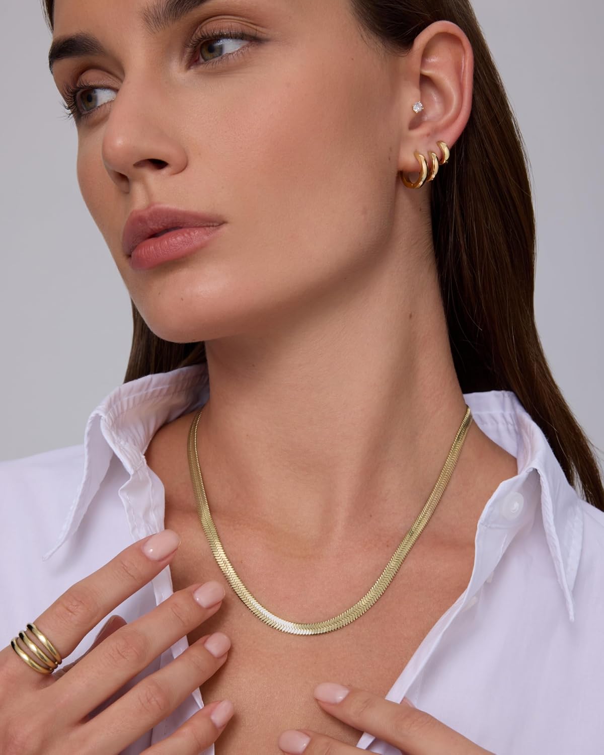 PAVOI Collar de cadena impermeable para mujer, chapado en oro de 14...