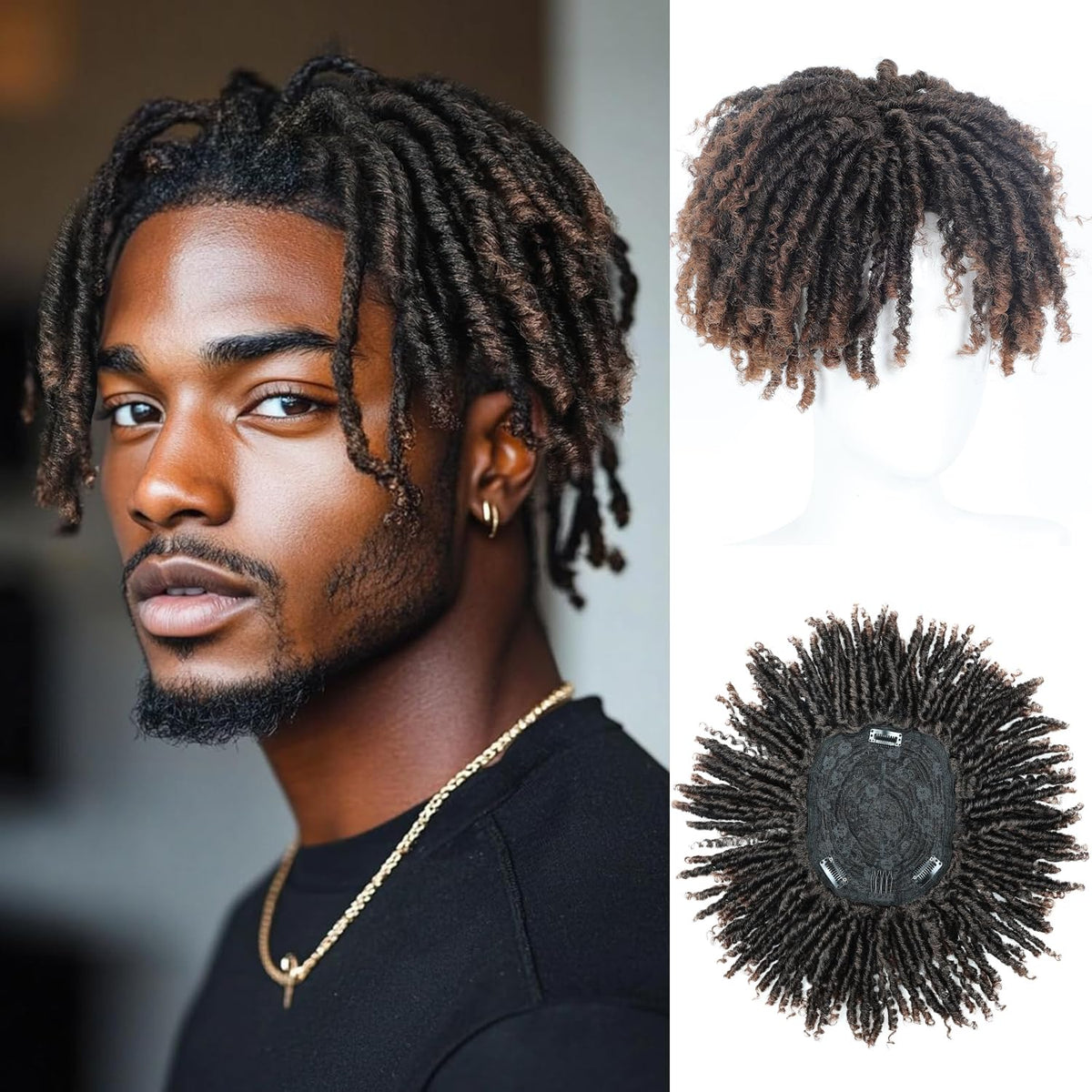BECUS - Cubrepelo de rastas para hombre, postizo marrón para disfra...
