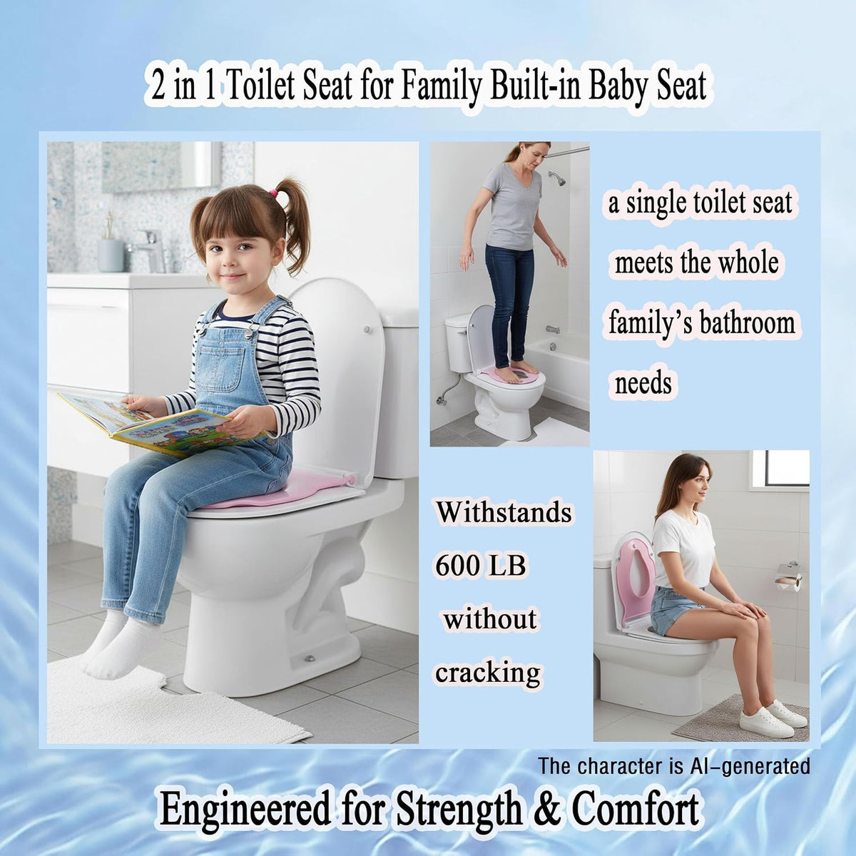 MinSha Asiento de inodoro 2 en 1, asiento de entrenamiento para niñ...