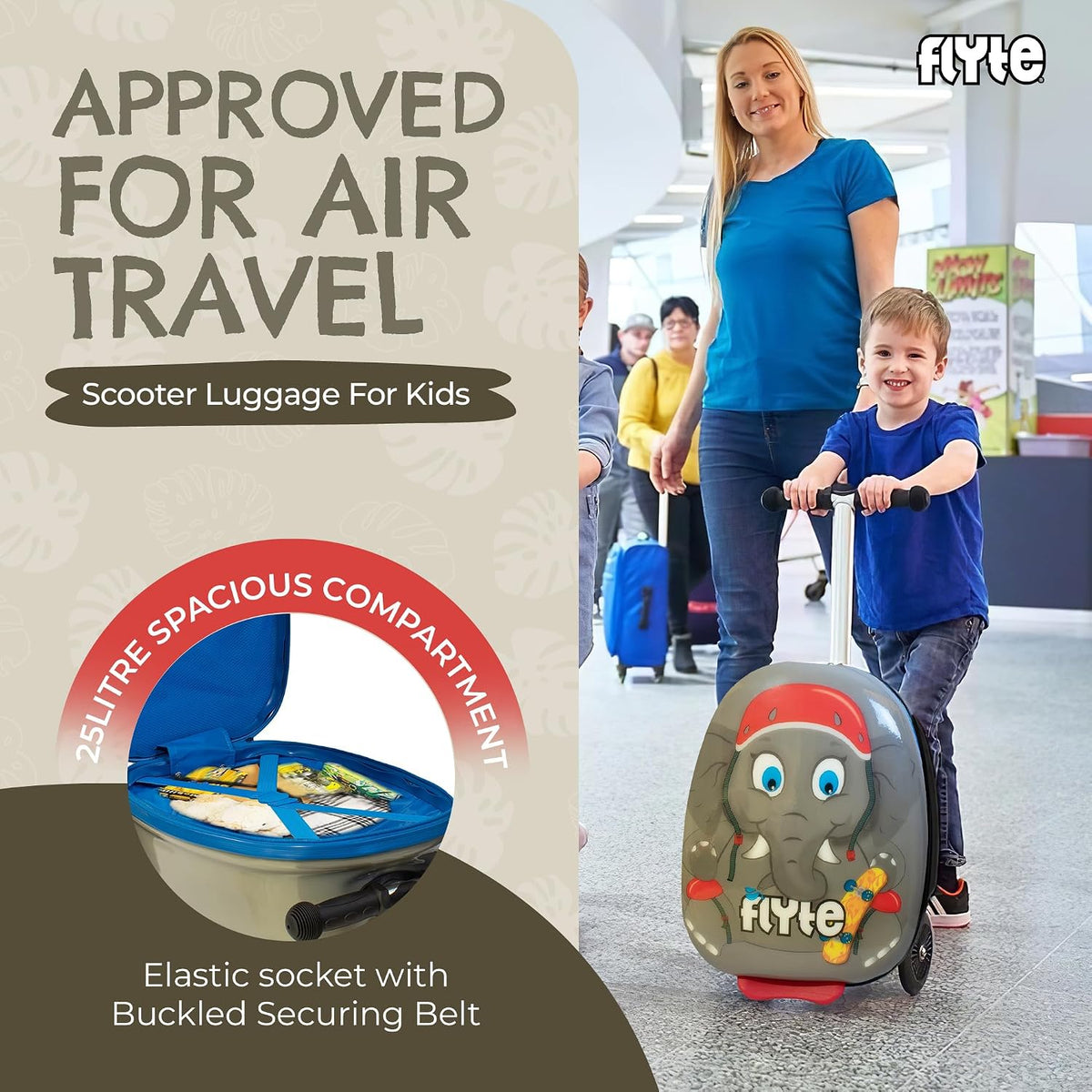 Maleta de patinete Flyte - 2 en 1, maleta de 18 pulgadas para niños...