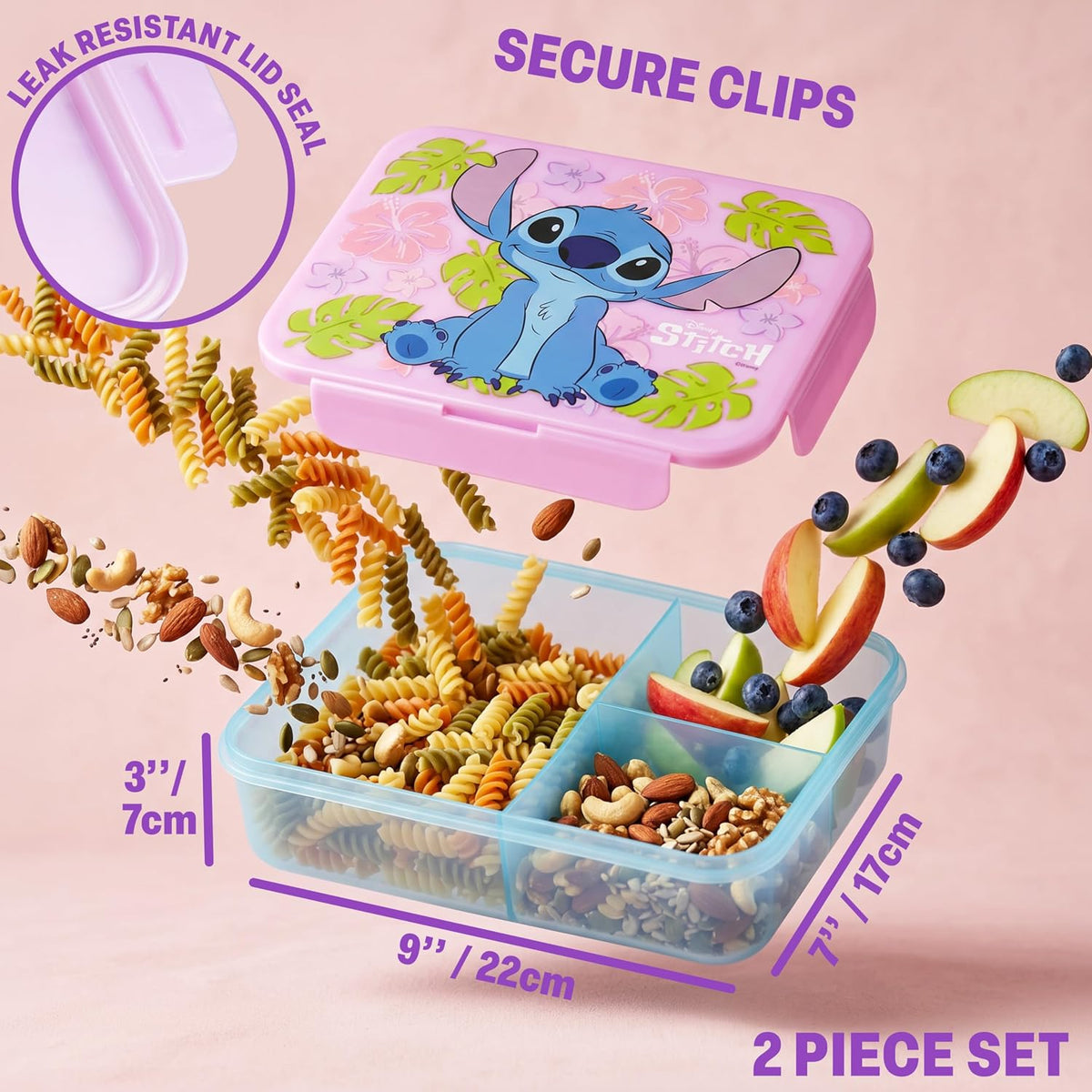 Get Trend Disney Stitch - Juego de 2 cajas de almuerzo para niños c...