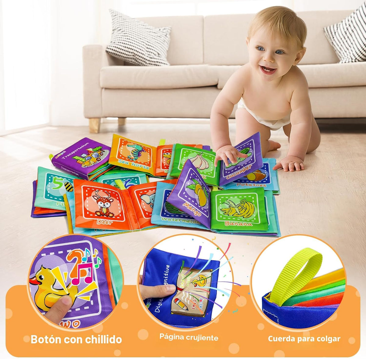 Dr.Rapeti Libros de Tela Suave para Bebés Libros de Baño Paquete de...