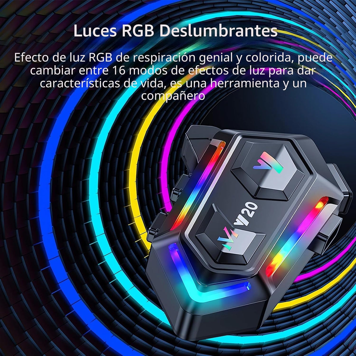 Auriculares para casco de motocicleta FEYA con 16 tipos de luces RG...