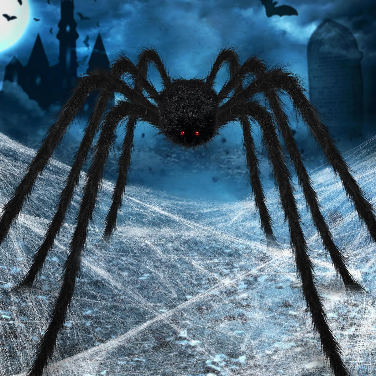 Decoración de araña gigante de Halloween de 15 pies para exteriores...