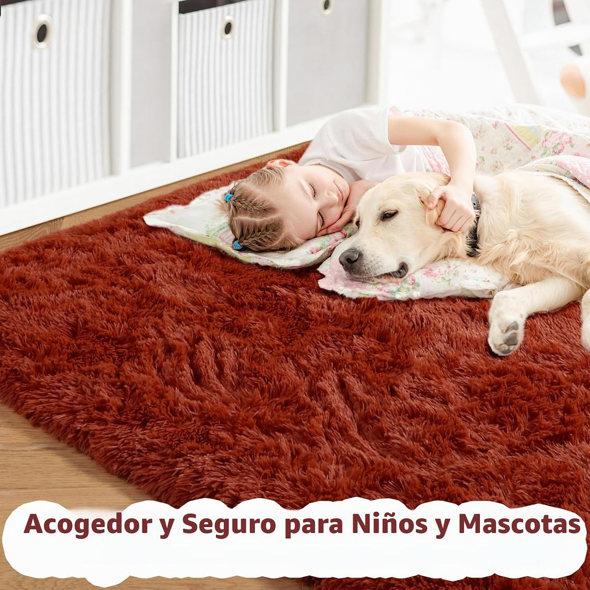 Amdrebio Alfombras de terracota óxido para dormitorio, sala de esta...