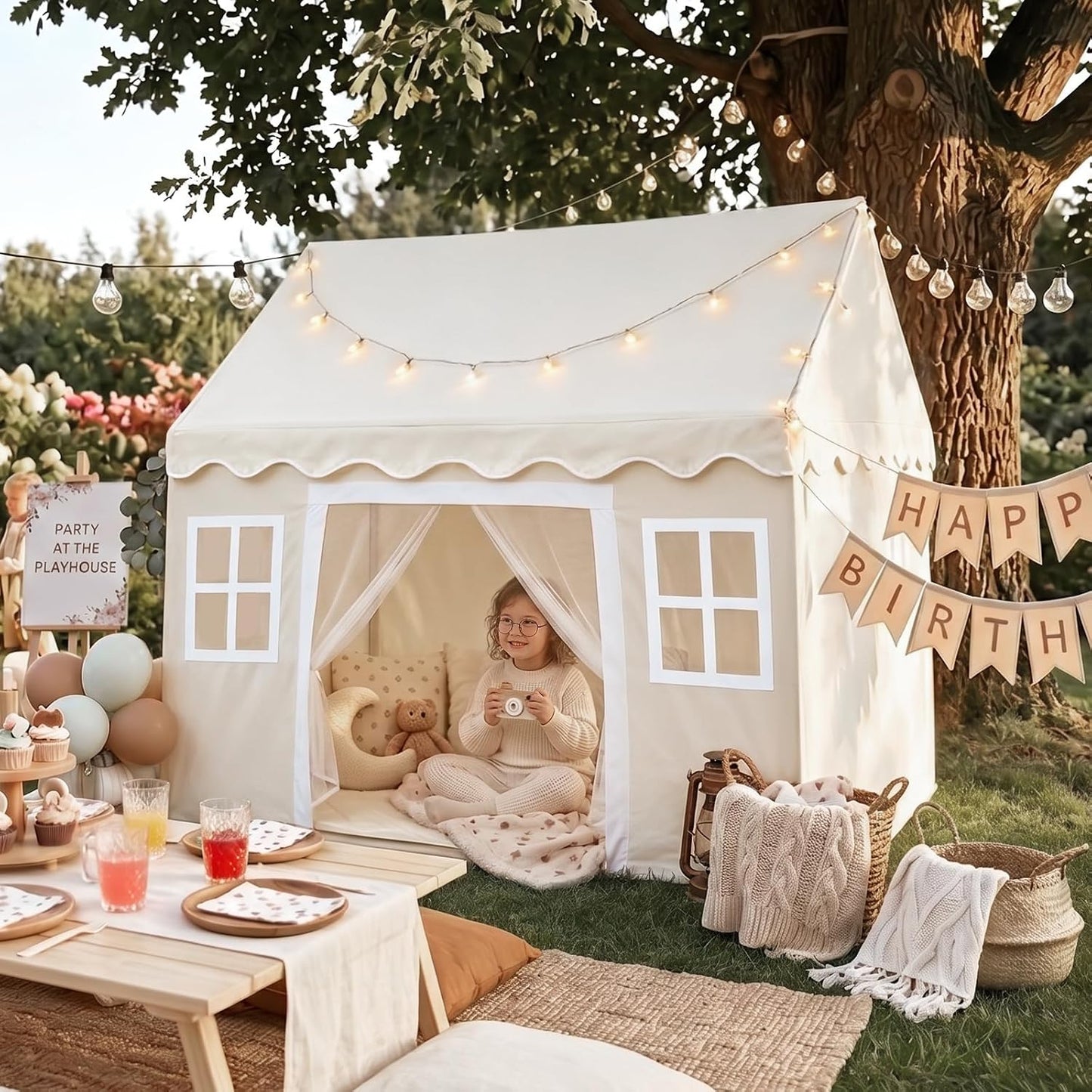 Tiny Land - Tienda de campaña interior con alfombrilla acolchada y...