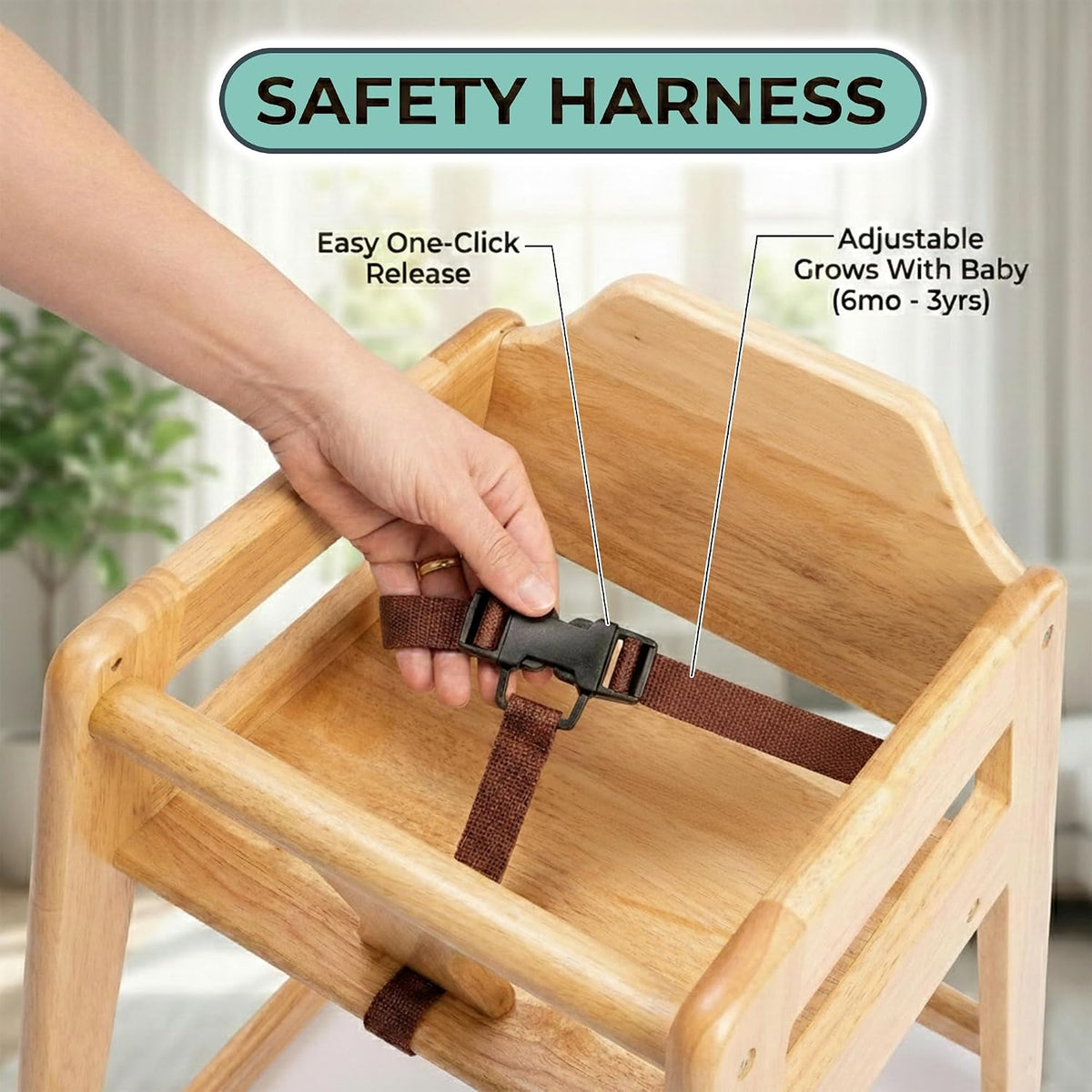 LA Baby Silla alta de madera \u2013 Trona de madera maciza estilo r...