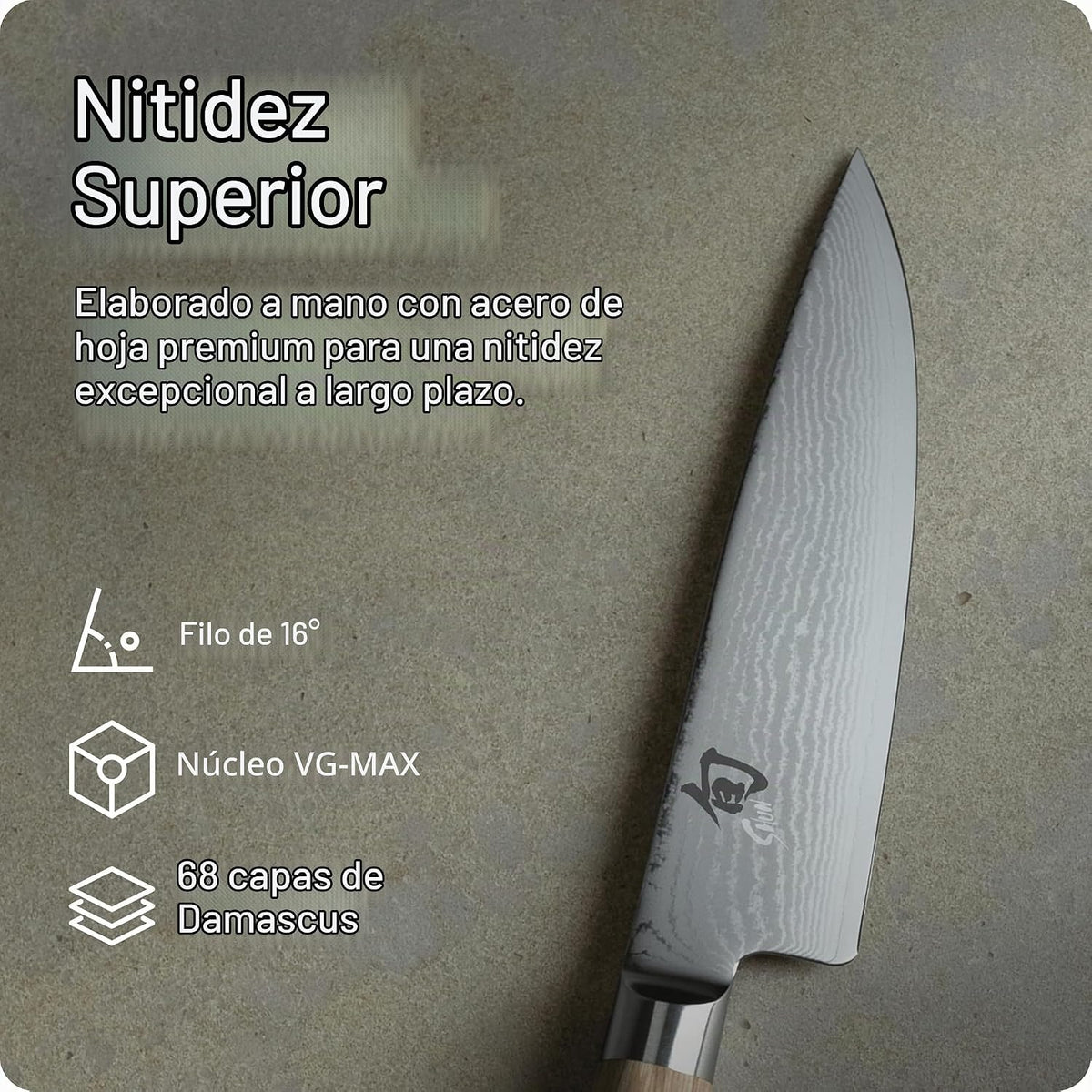 Shun Classic Blonde Cuchillo de Chef de 6", Cuchillo de Cocina...