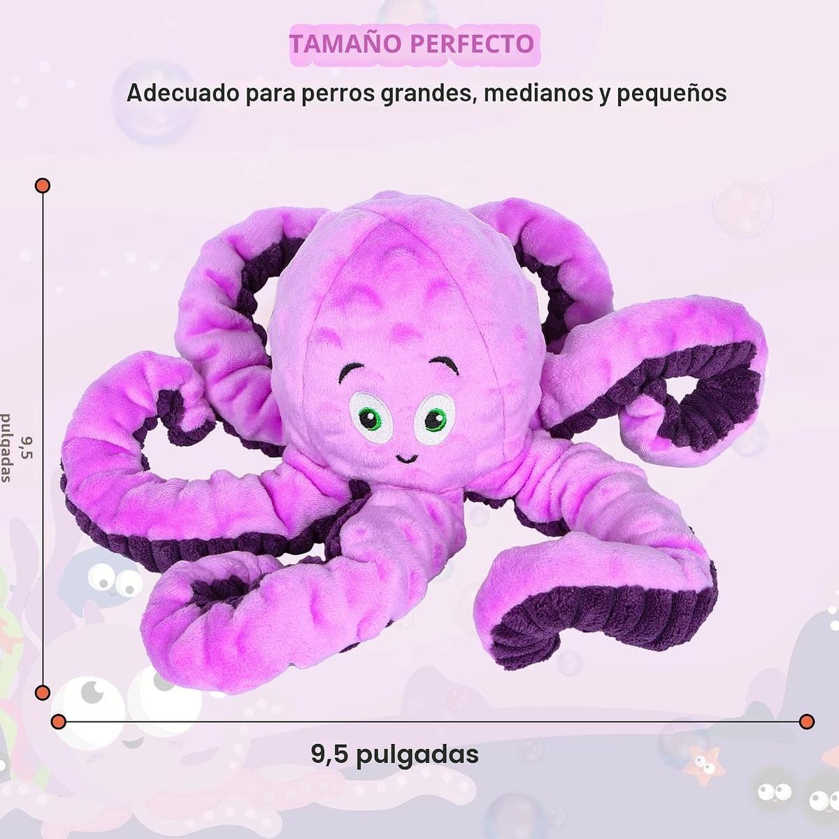 Juguetes chirriantes para perros, pulpo, juguetes de felpa resisten...