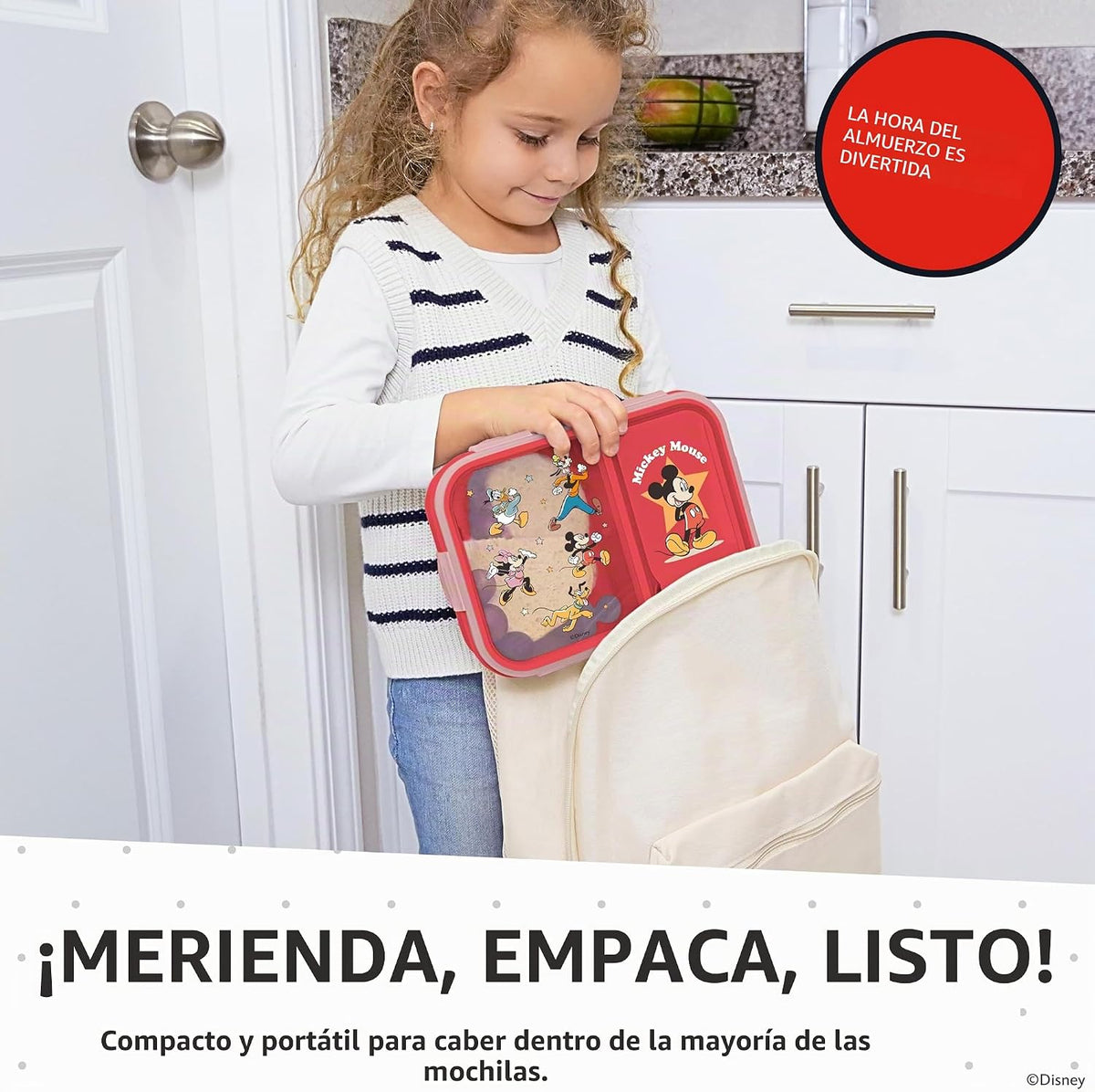 Disney Mickey Bento Box para niños, compartimentos divididos, a pru...