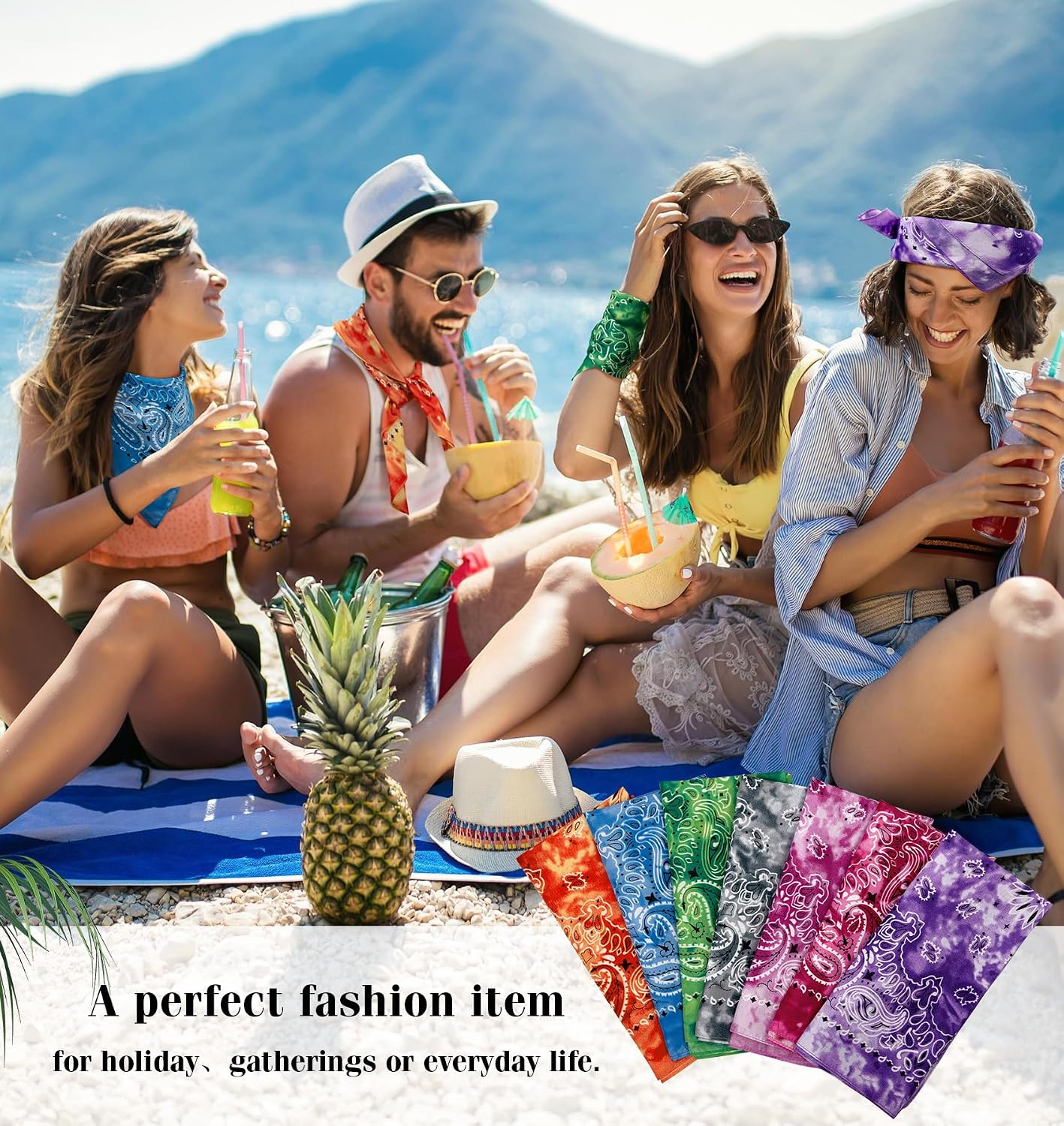 YSense 14 piezas Bandanas con estampado de cachemira, diademas nove...
